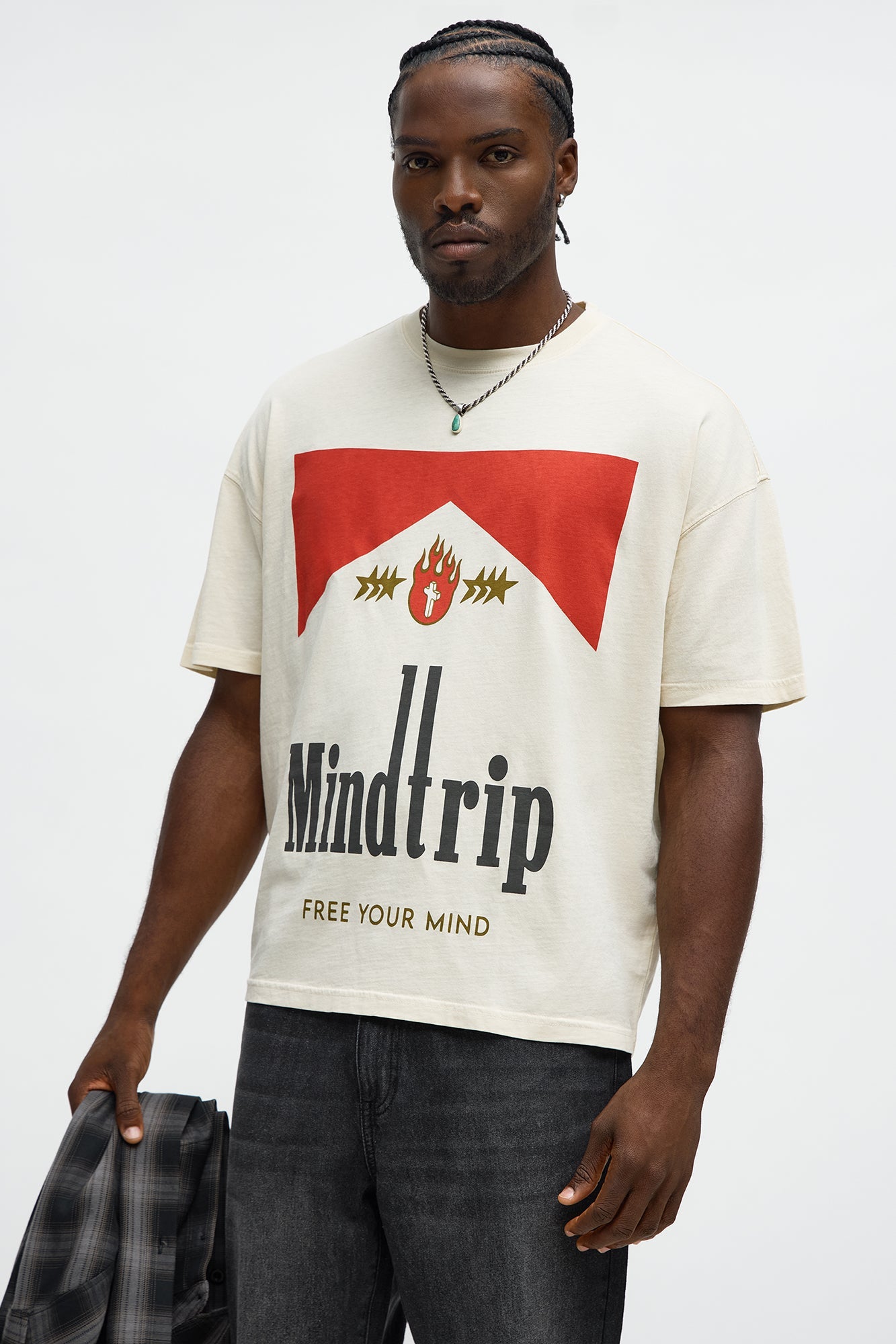 Mind Trip Oversized Short Sleeve Tee - Cream