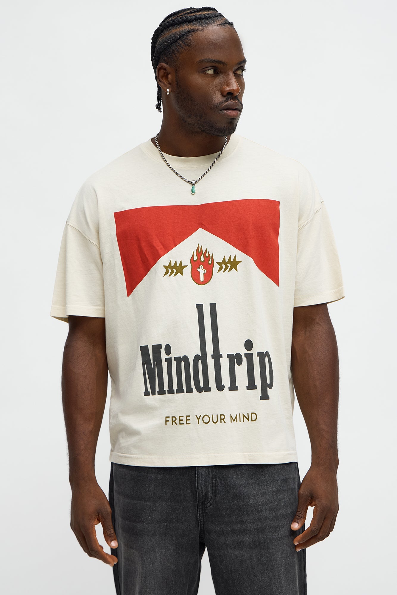Mind Trip Oversized Short Sleeve Tee - Cream
