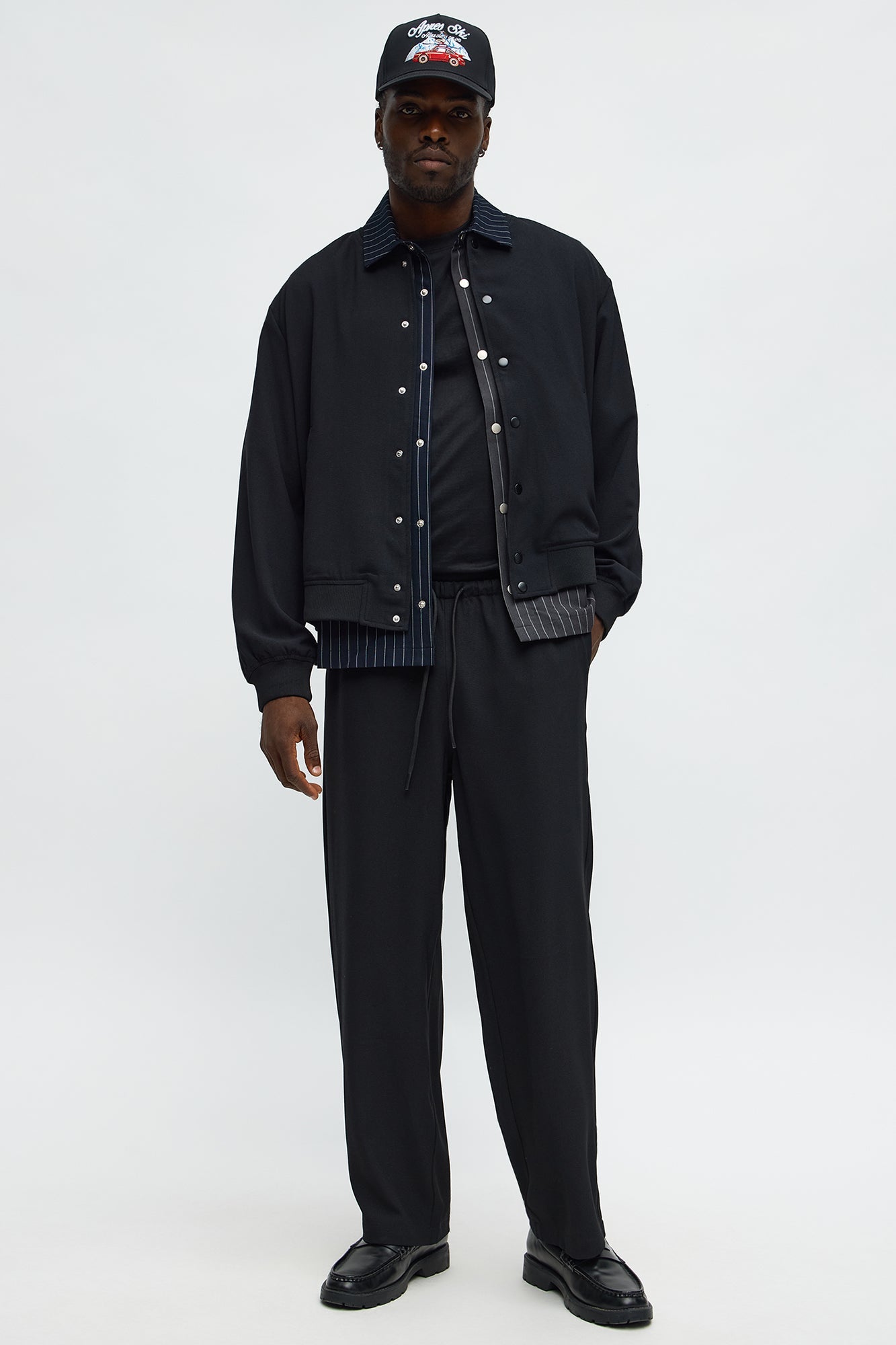 Golden Hour Relaxed Bomber Jacket - Black