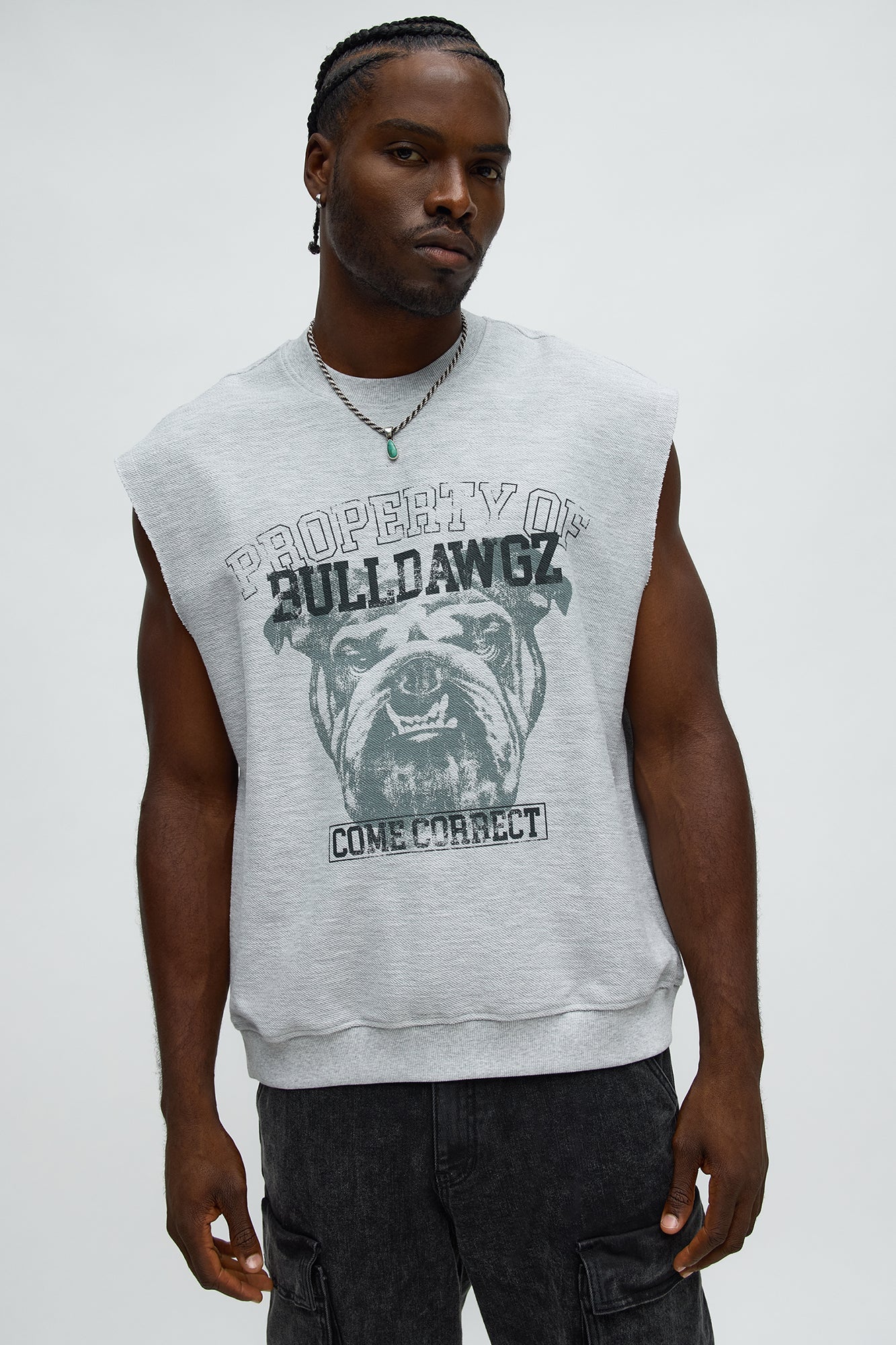 Come Correct Reverse Fleece Muscle Tee - Heather Grey