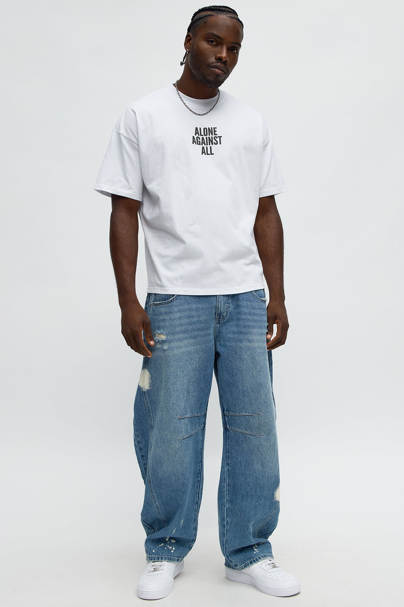 Against All Oversized Short Sleeve Tee - White