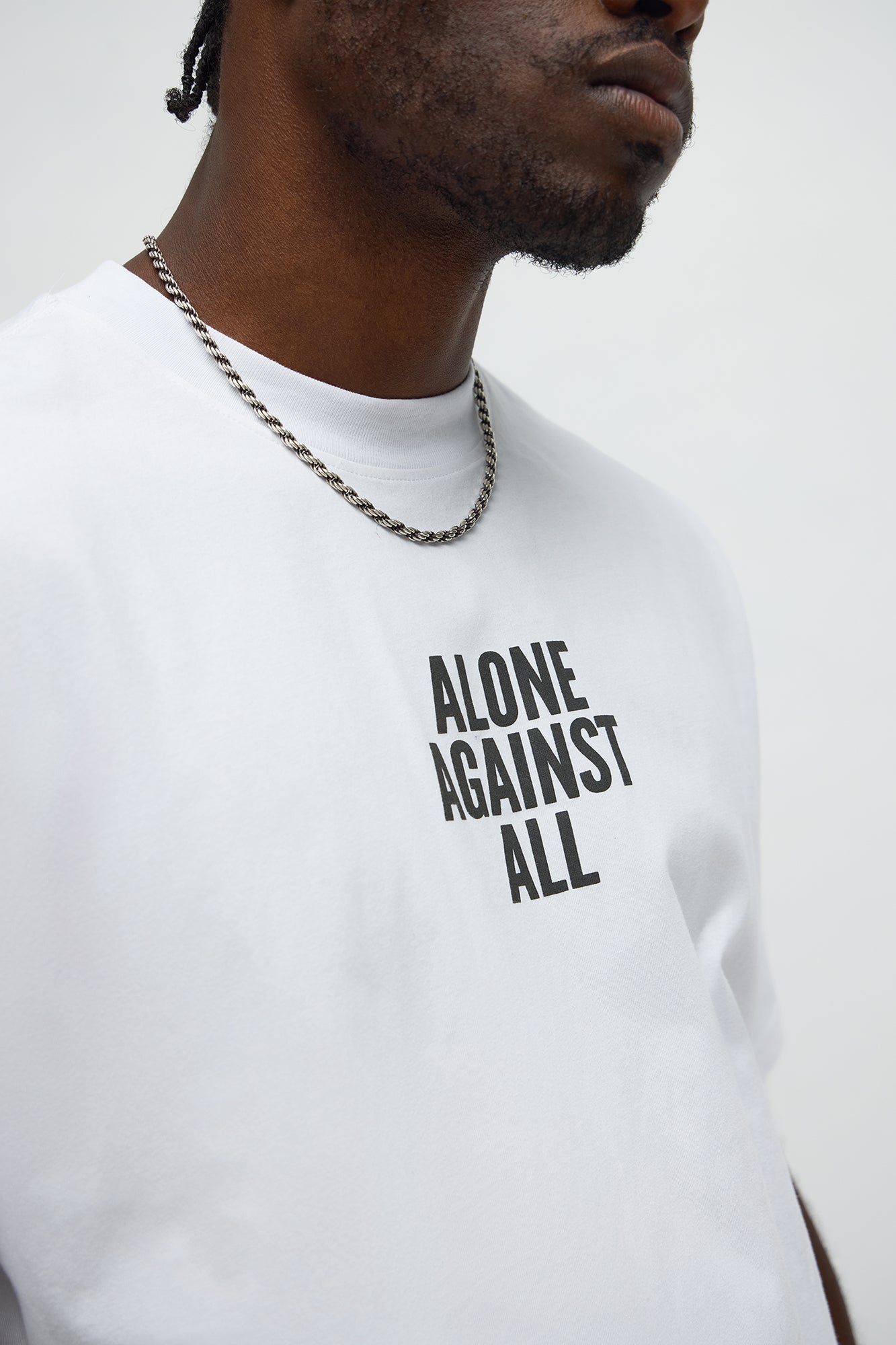 Against All Oversized Short Sleeve Tee - White