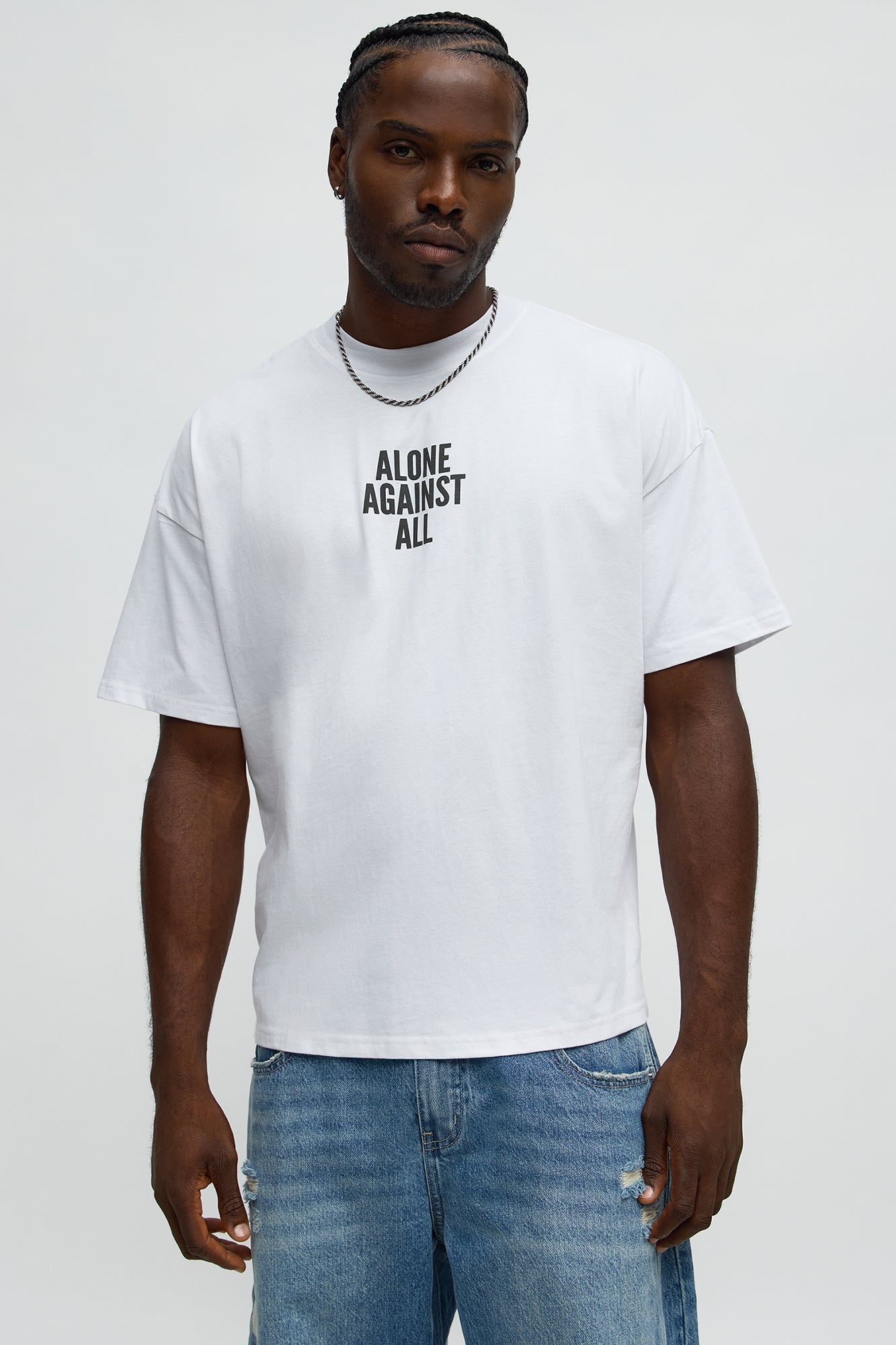 Against All Oversized Short Sleeve Tee - White