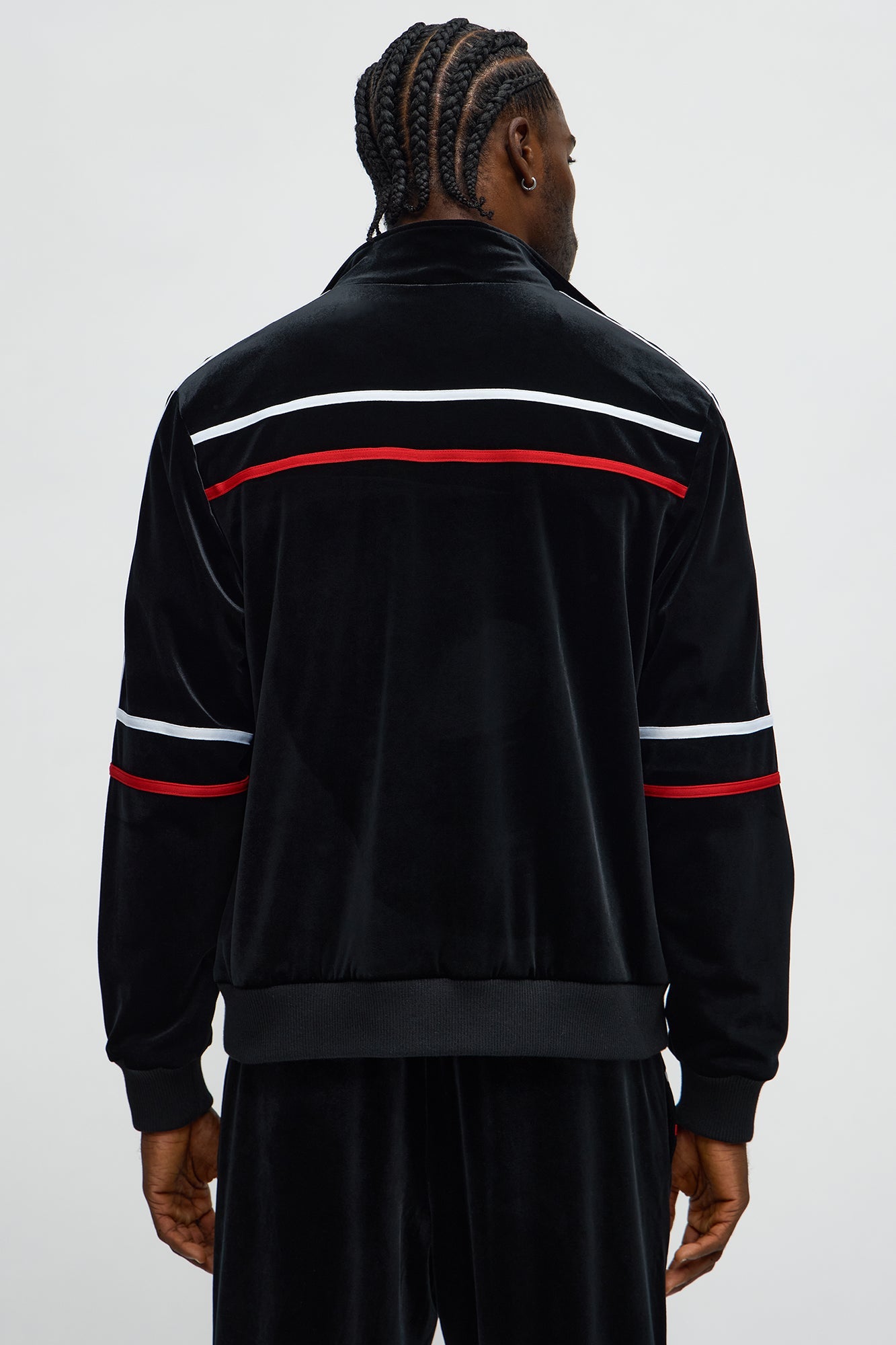 Velour Piped Courtside Track Jacket - Black/Red