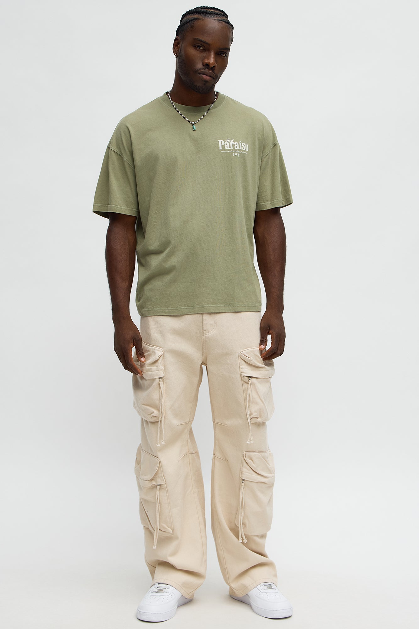 Just Paradise Oversized Short Sleeve Tee - Olive