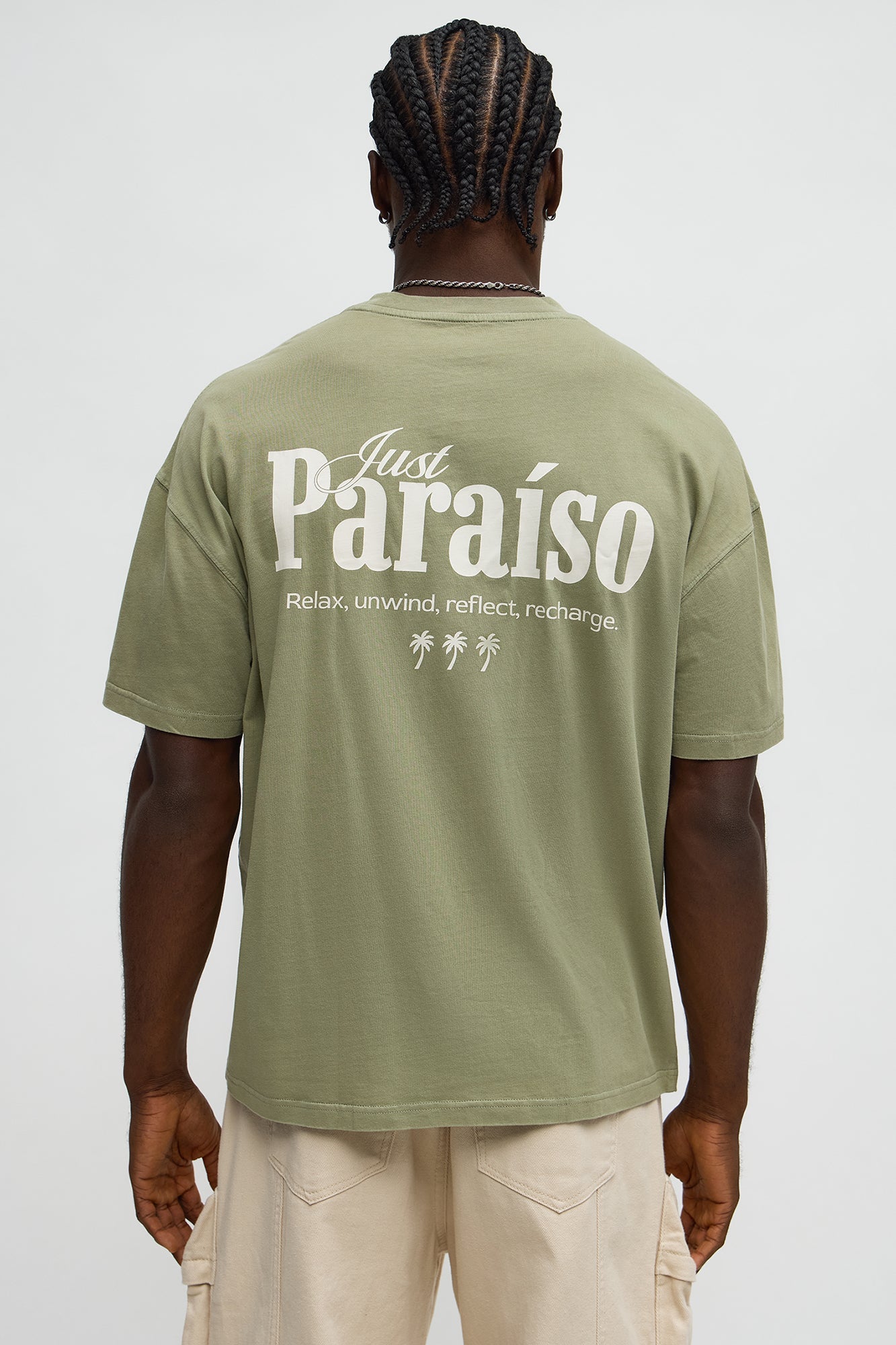 Just Paradise Oversized Short Sleeve Tee - Olive
