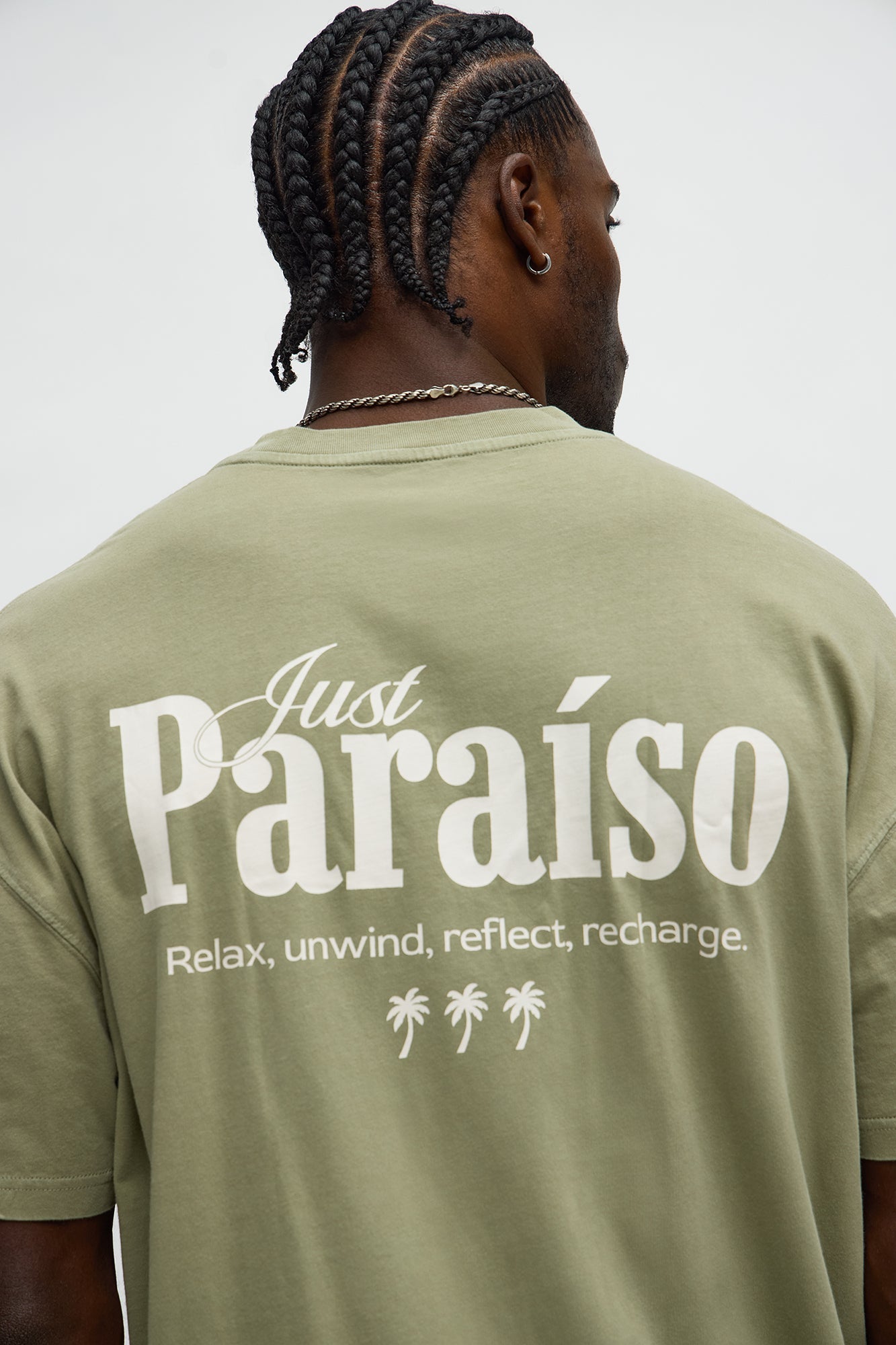 Just Paradise Oversized Short Sleeve Tee - Olive