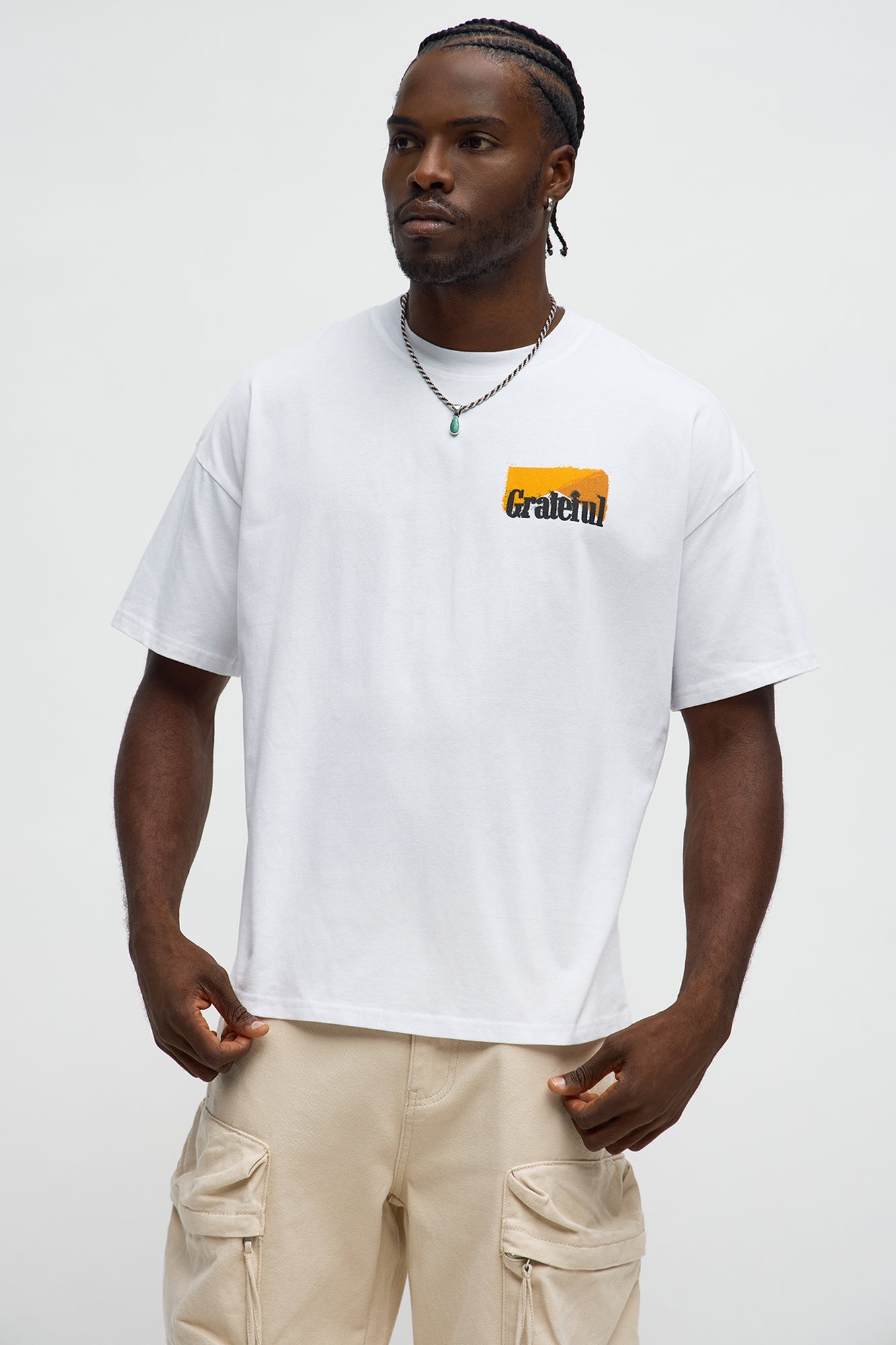 Grateful Life Boxy Short Sleeve Tee - White