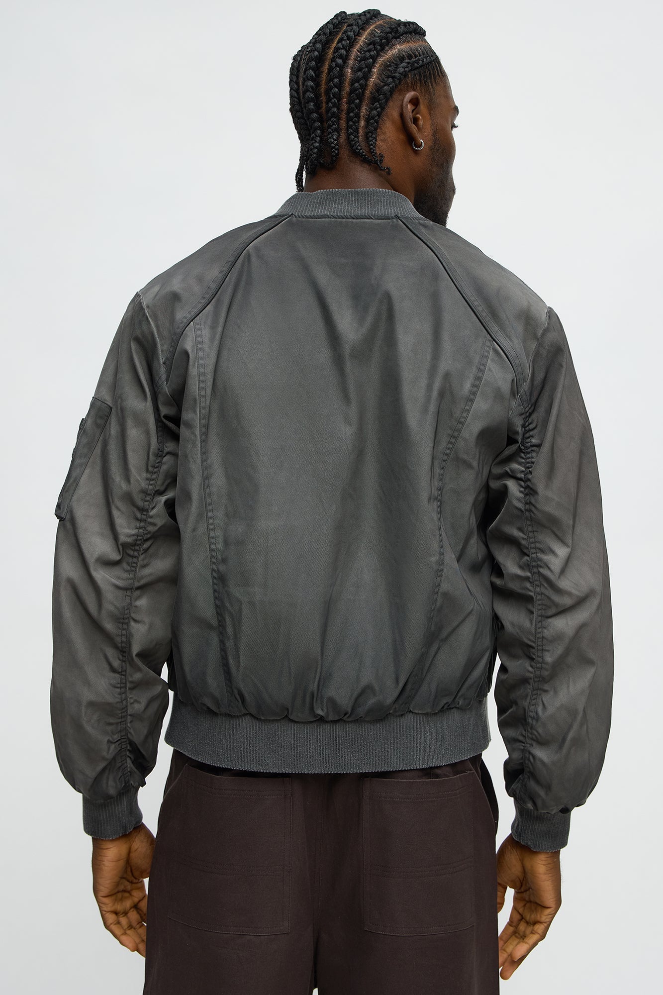 Oversized Paneled Phantom Bomber Jacket - Charcoal
