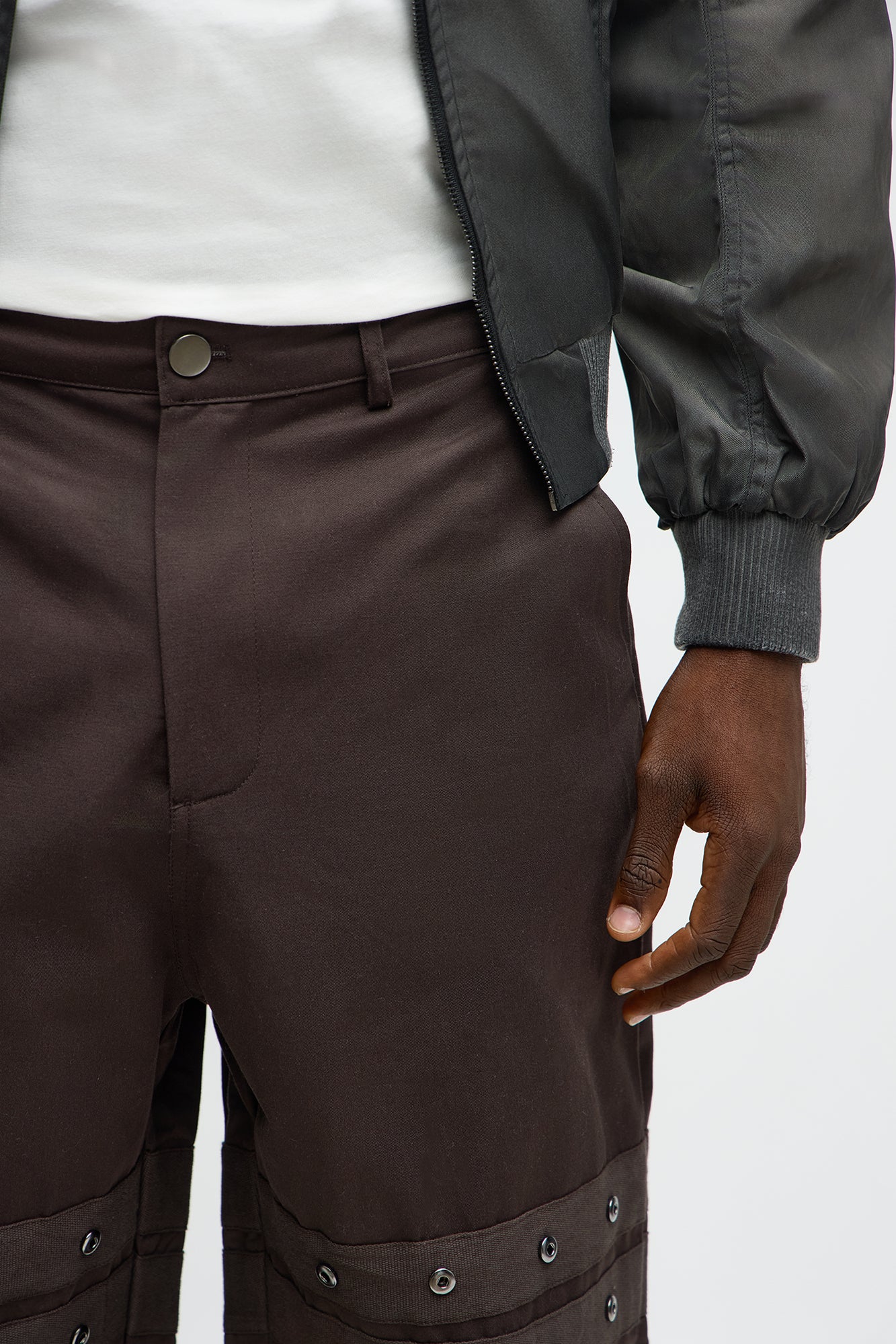 Oversized Paneled Phantom Bomber Jacket - Charcoal