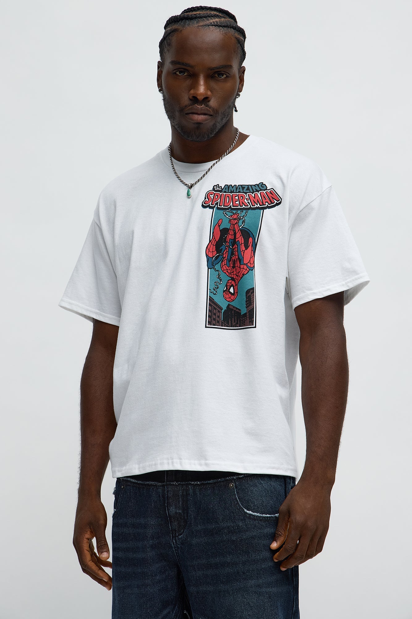 Spiderman Spidey Senses Boxy Short Sleeve Tee - White