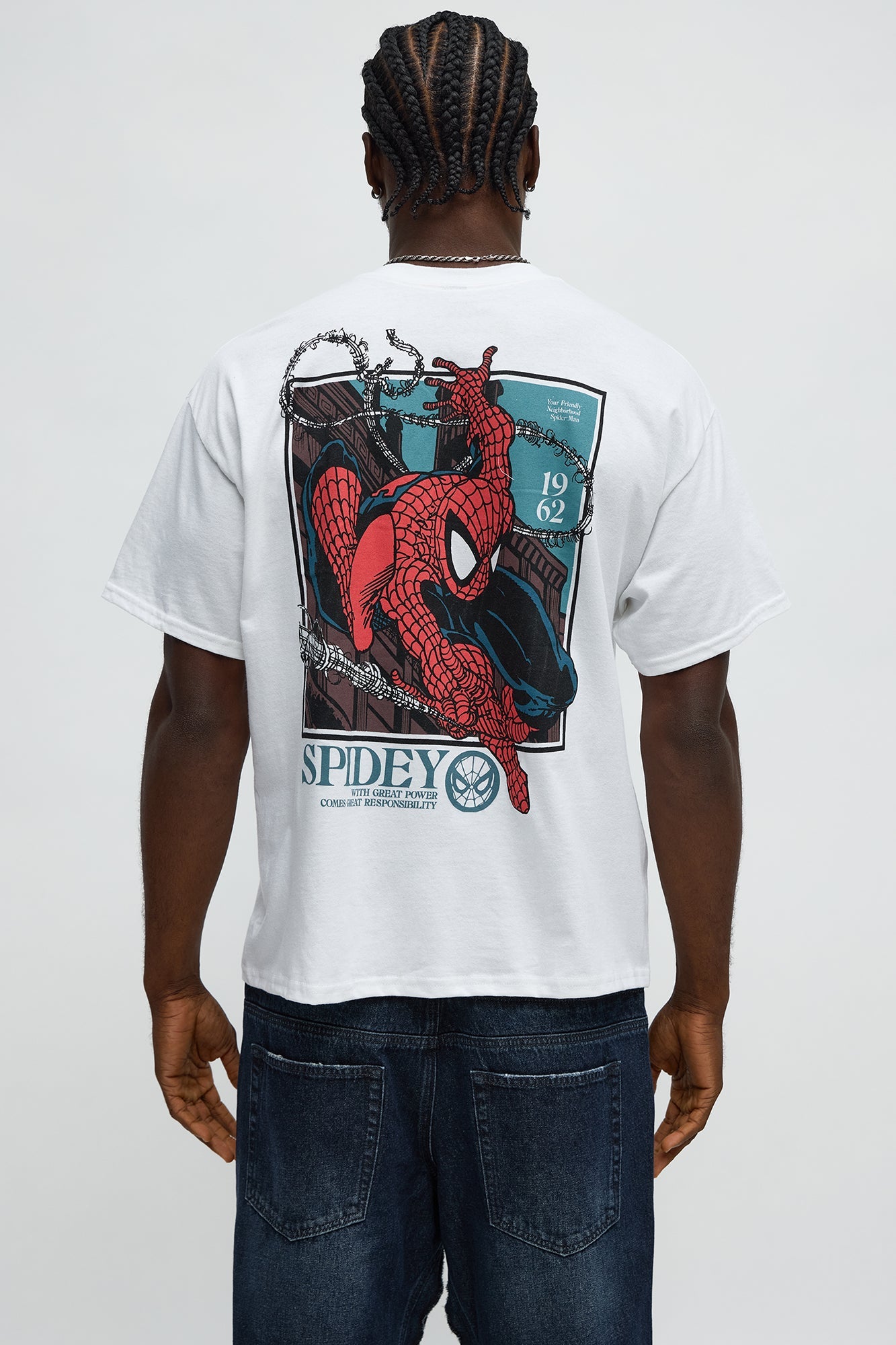 Spiderman Spidey Senses Boxy Short Sleeve Tee - White