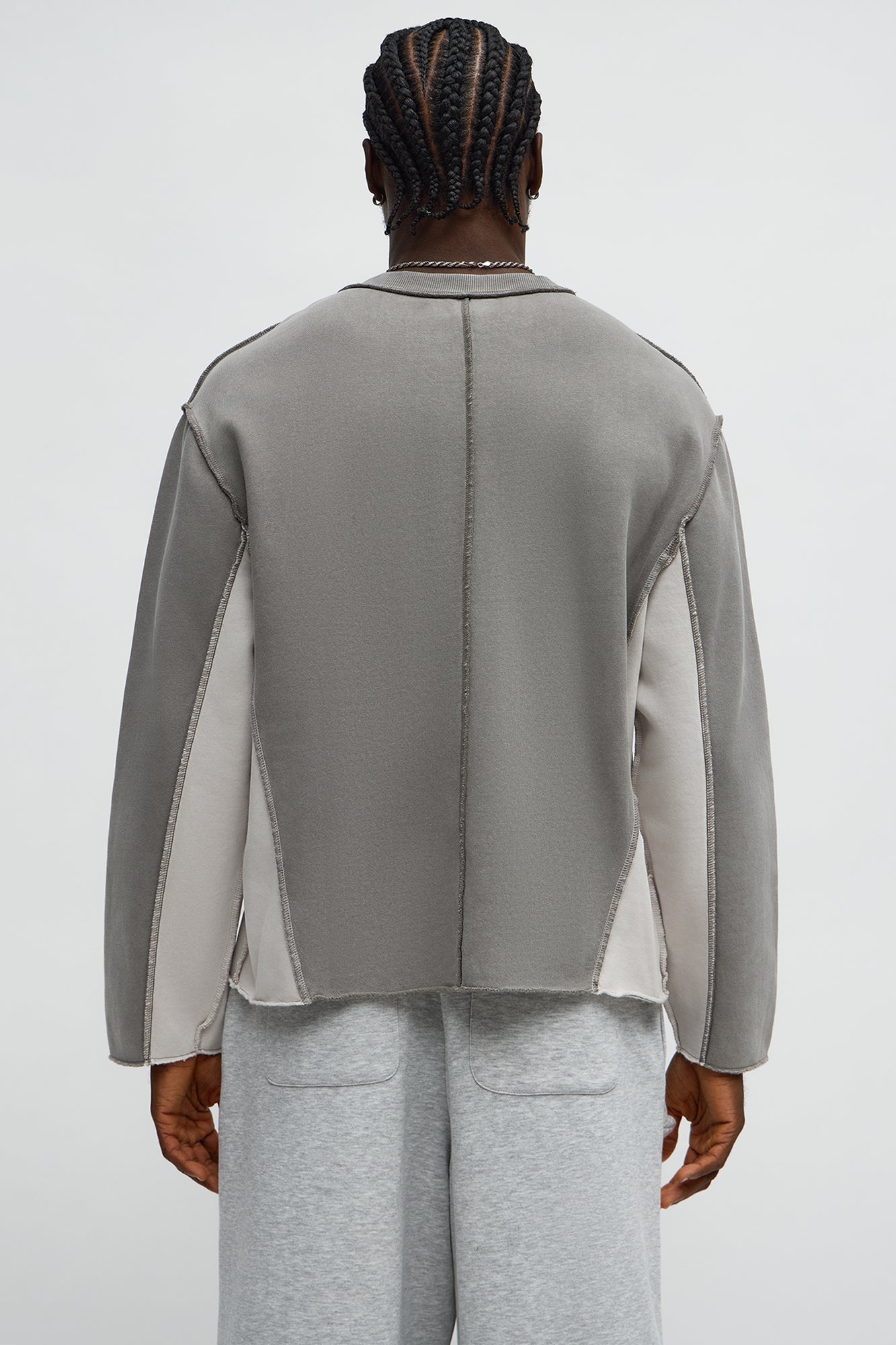 Tyson Relaxed Colorblock Panel Crewneck Sweatshirt - Grey