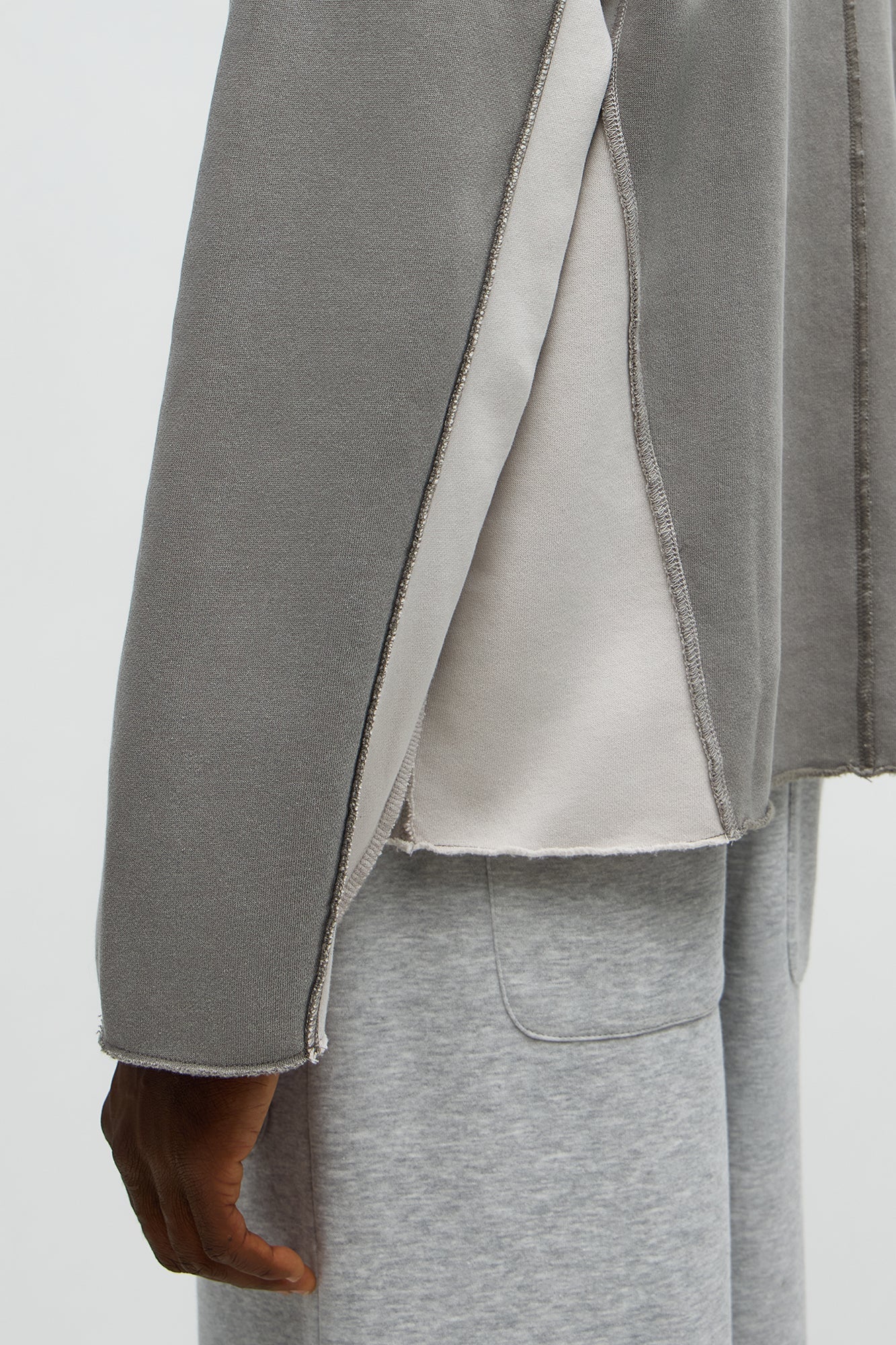 Tyson Relaxed Colorblock Panel Crewneck Sweatshirt - Grey