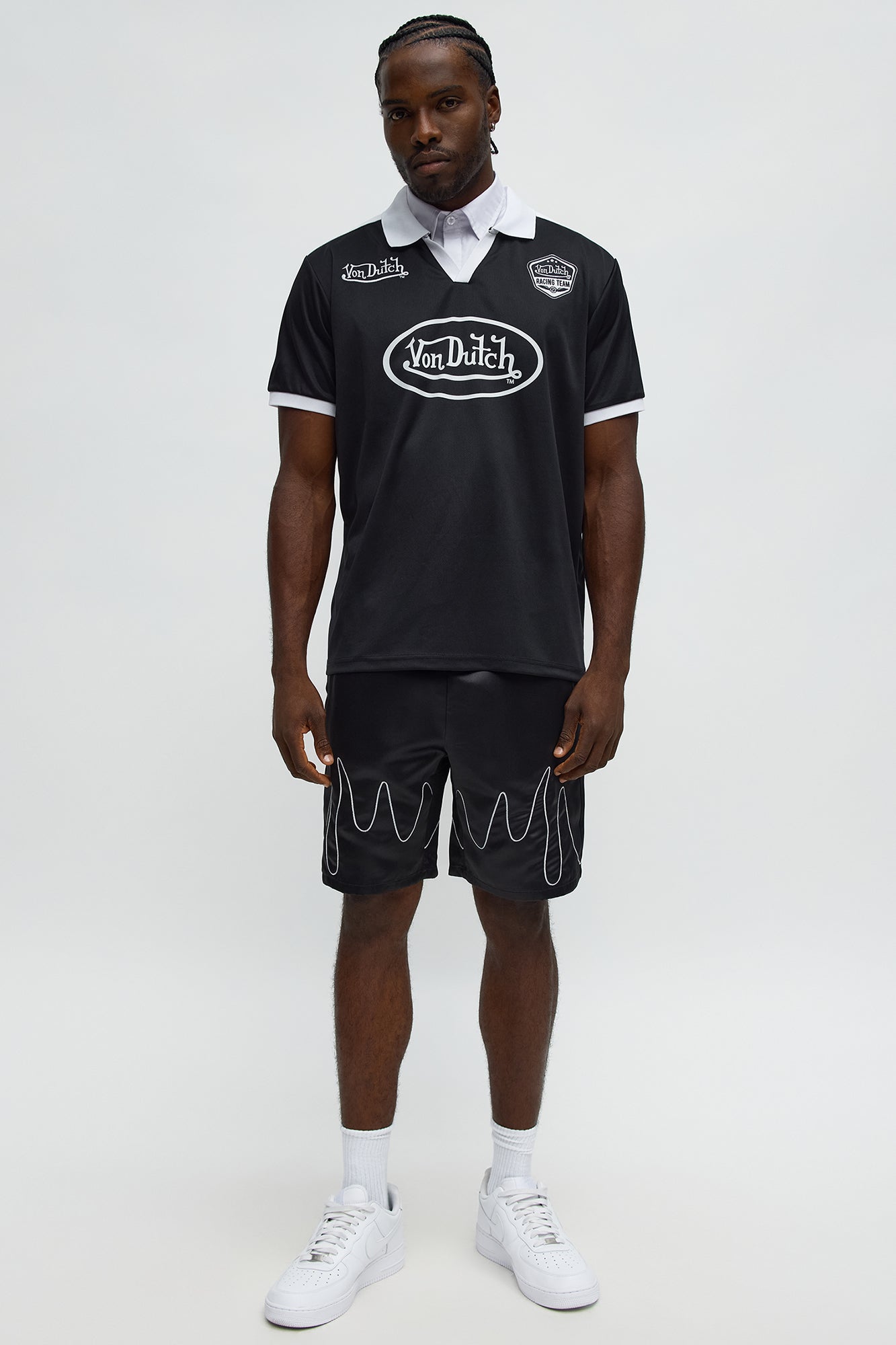 Von Dutch Patch Graphic Polo Jersey - Black/White