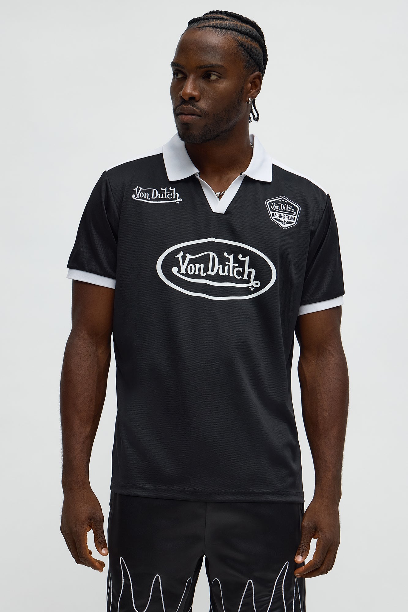 Von Dutch Patch Graphic Polo Jersey - Black/White