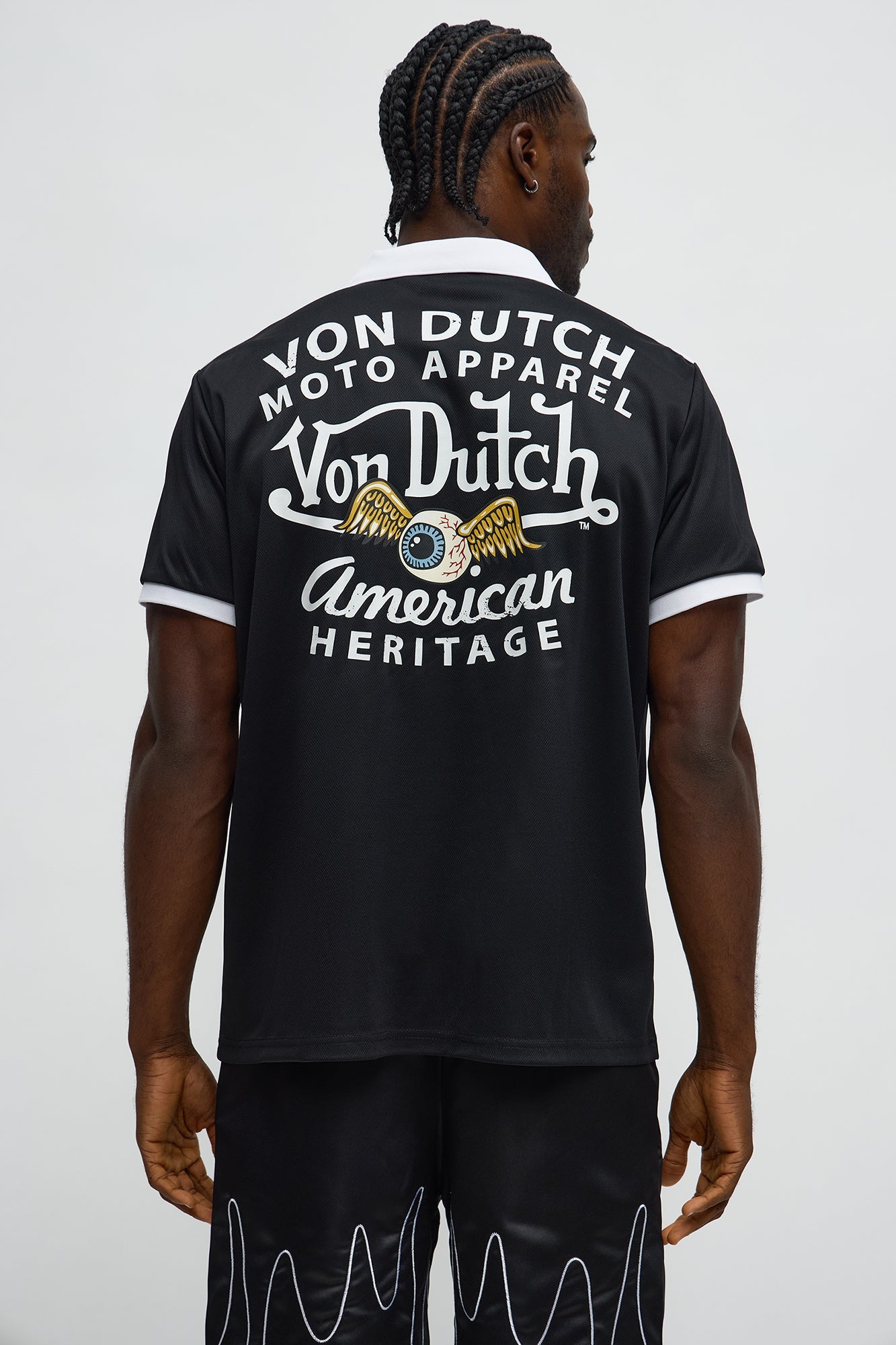 Von Dutch Patch Graphic Polo Jersey - Black/White