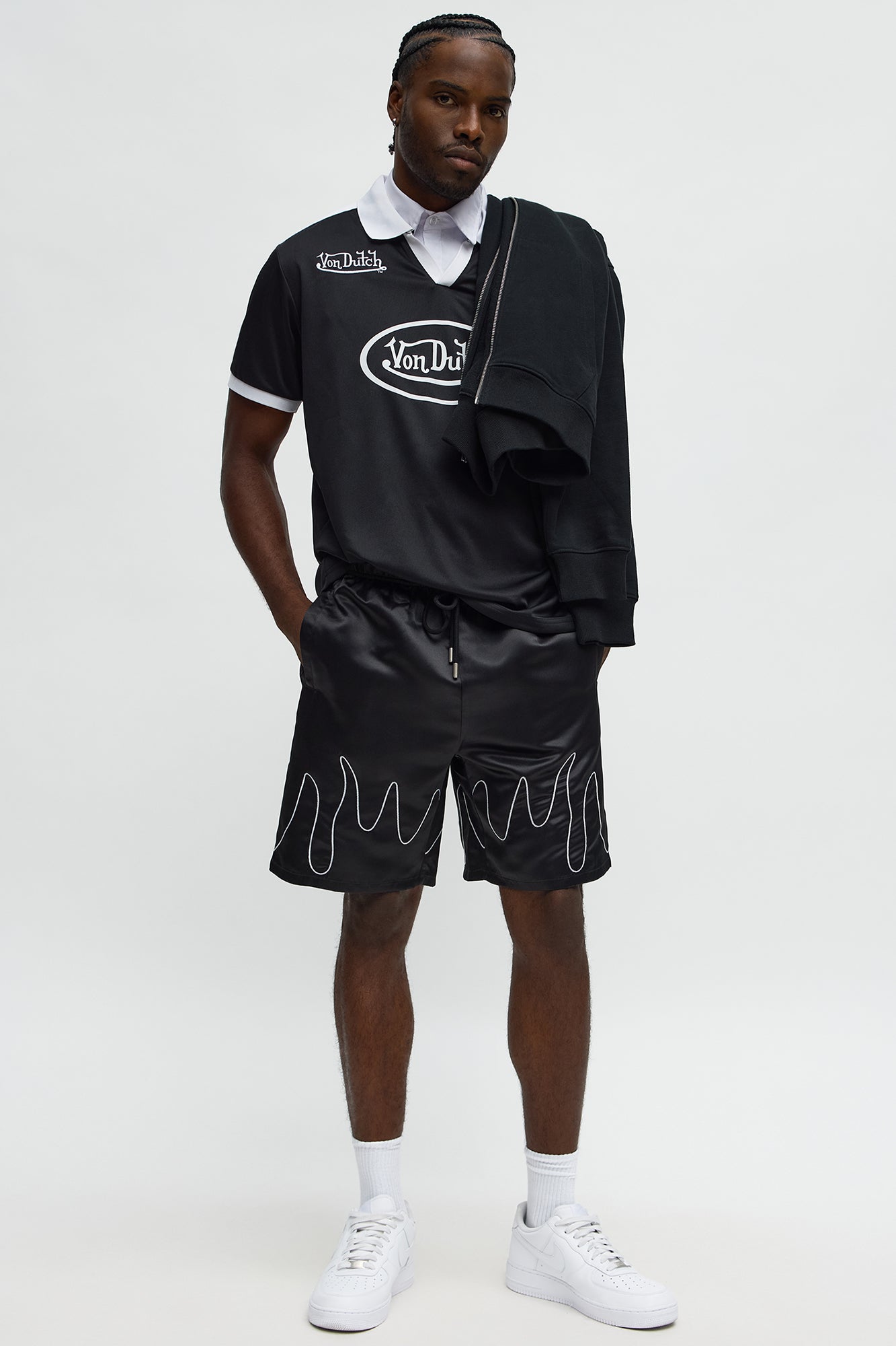 Relaxed Flame Piping Short - Black