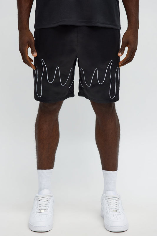Relaxed Flame Piping Short - Black