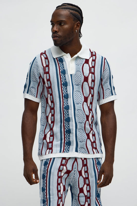Wakka Multi Color Knit Polo - White/combo