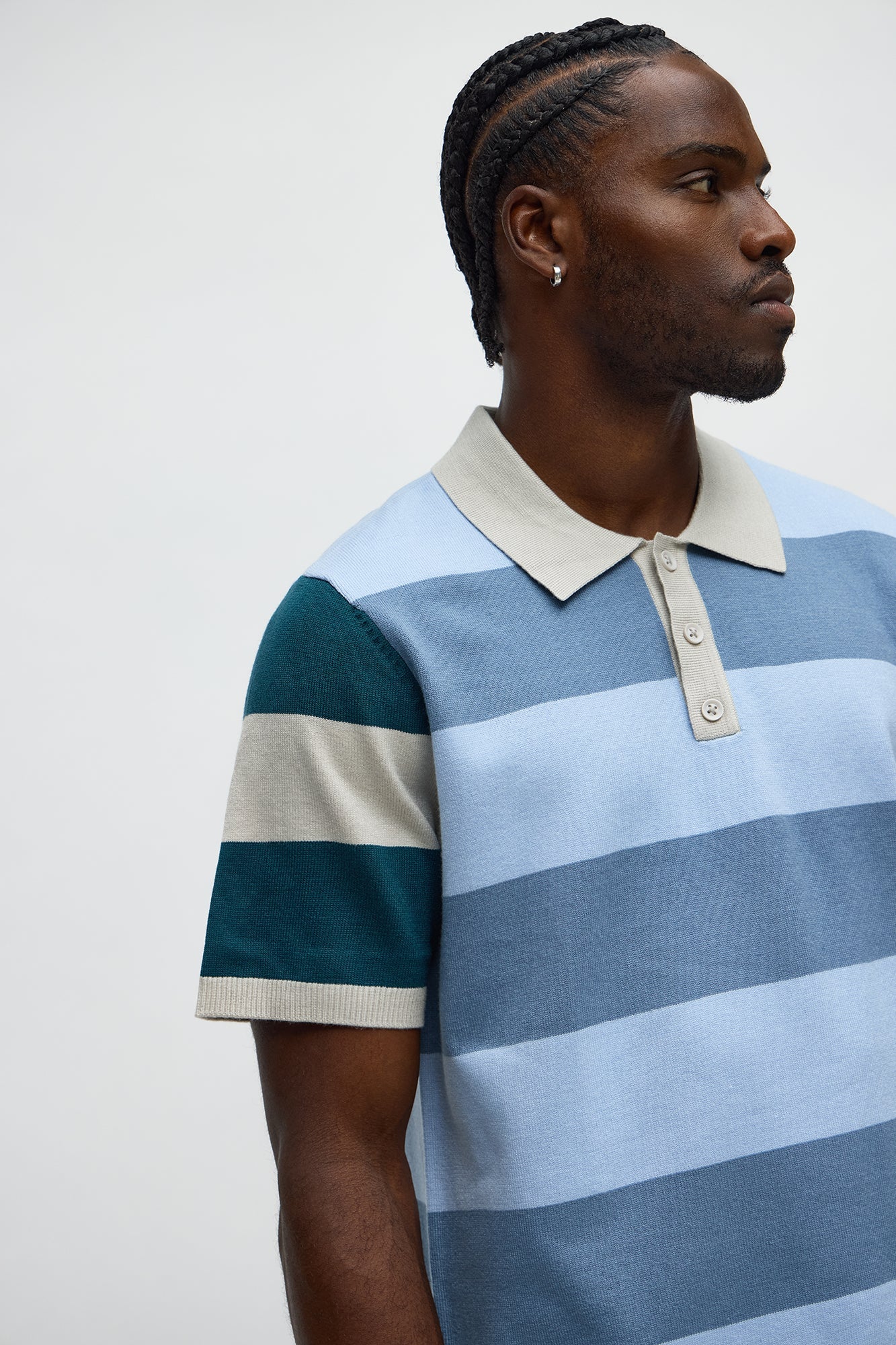 Relaxed Multi Color Dreamer Knitted Polo - Blue/combo