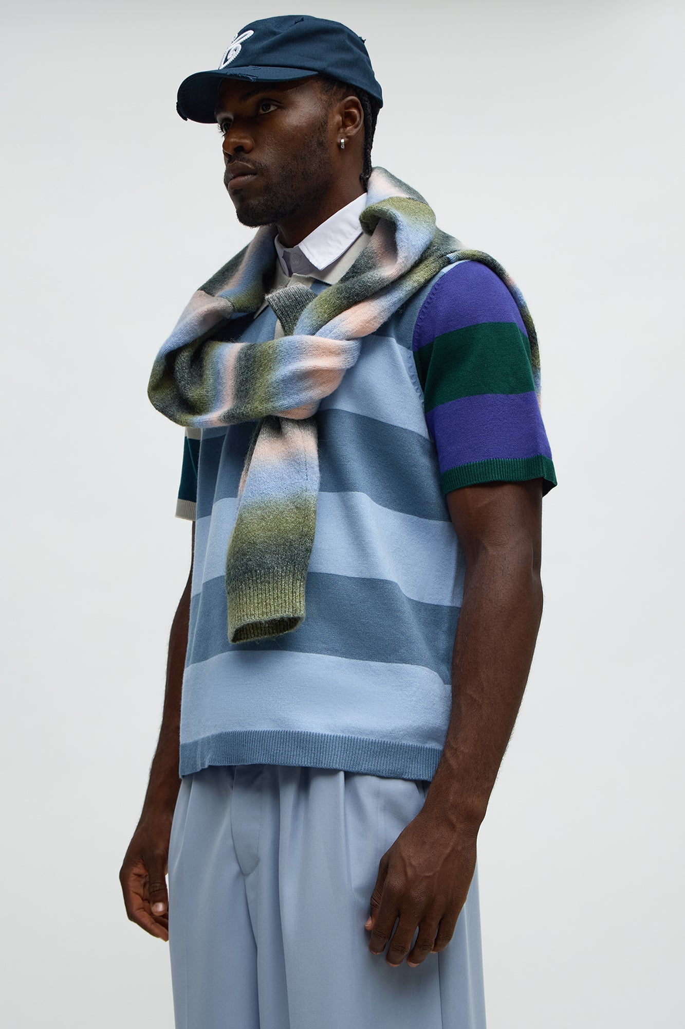 Relaxed Multi Color Dreamer Knitted Polo - Blue/combo