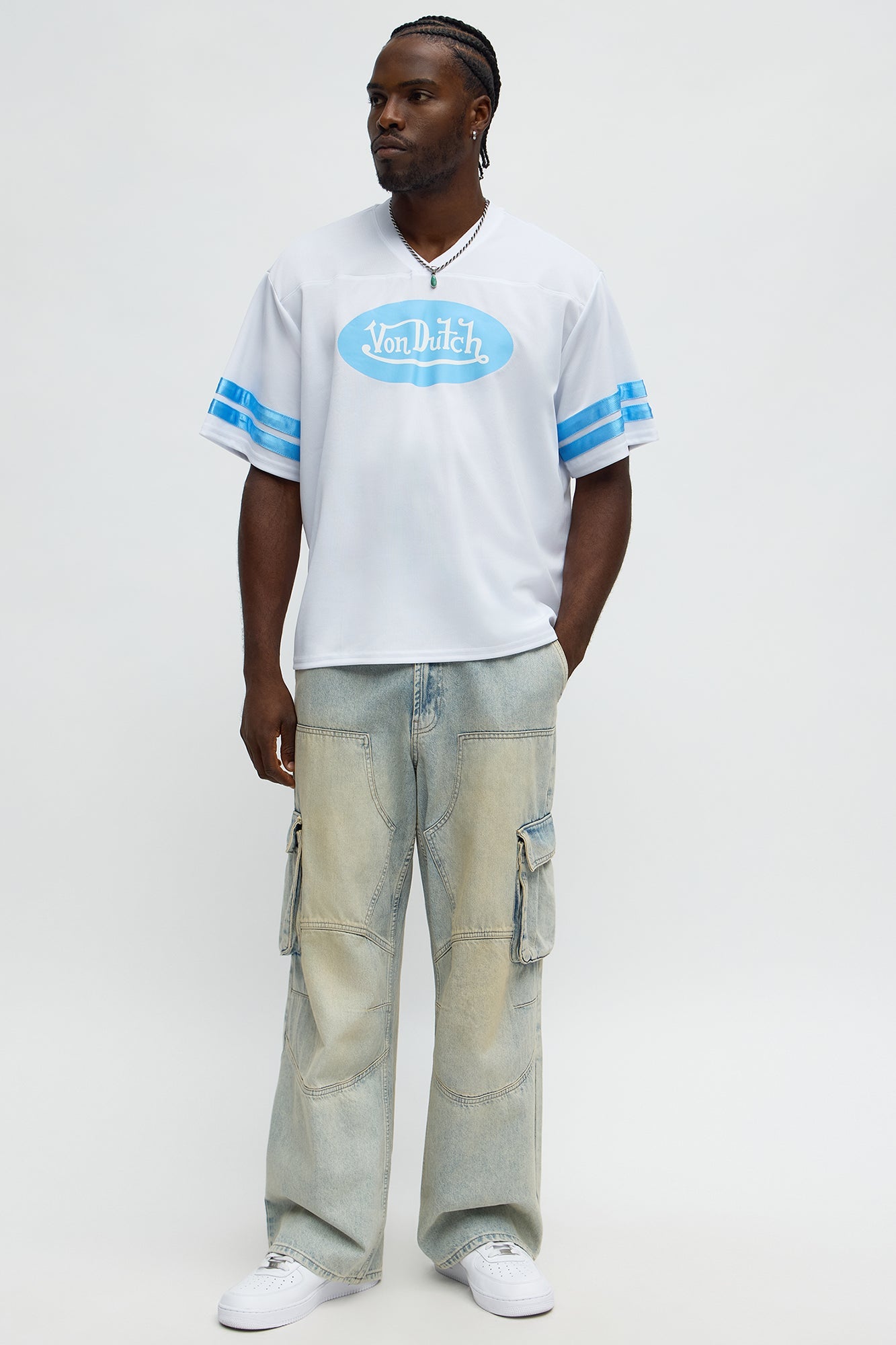 Von Dutch Originals V Neck Tee - White/combo