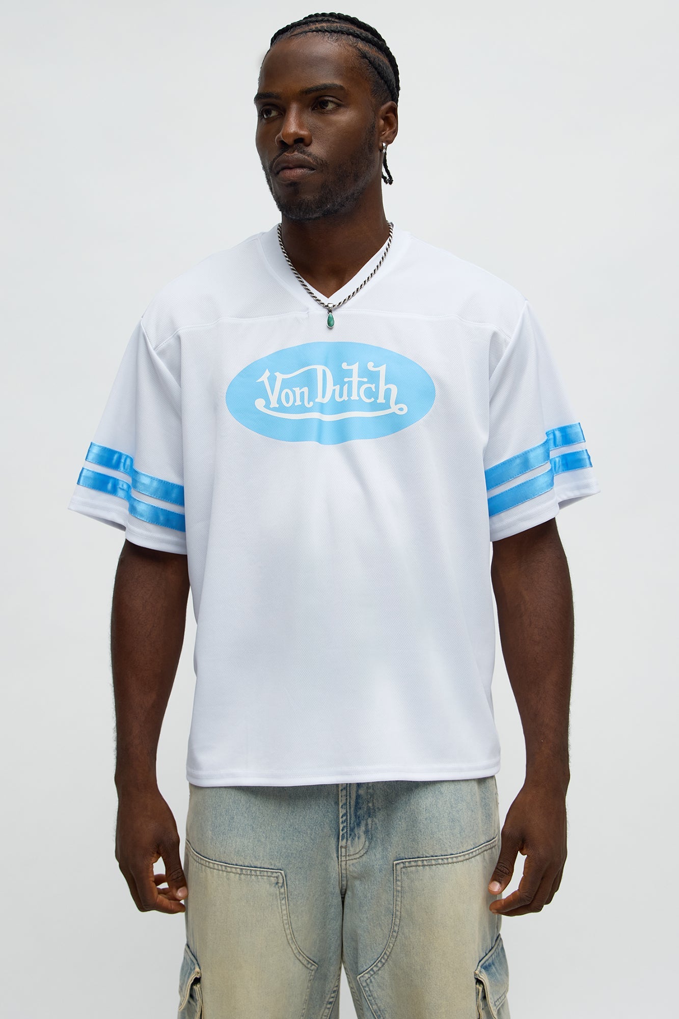 Von Dutch Originals V Neck Tee - White/combo