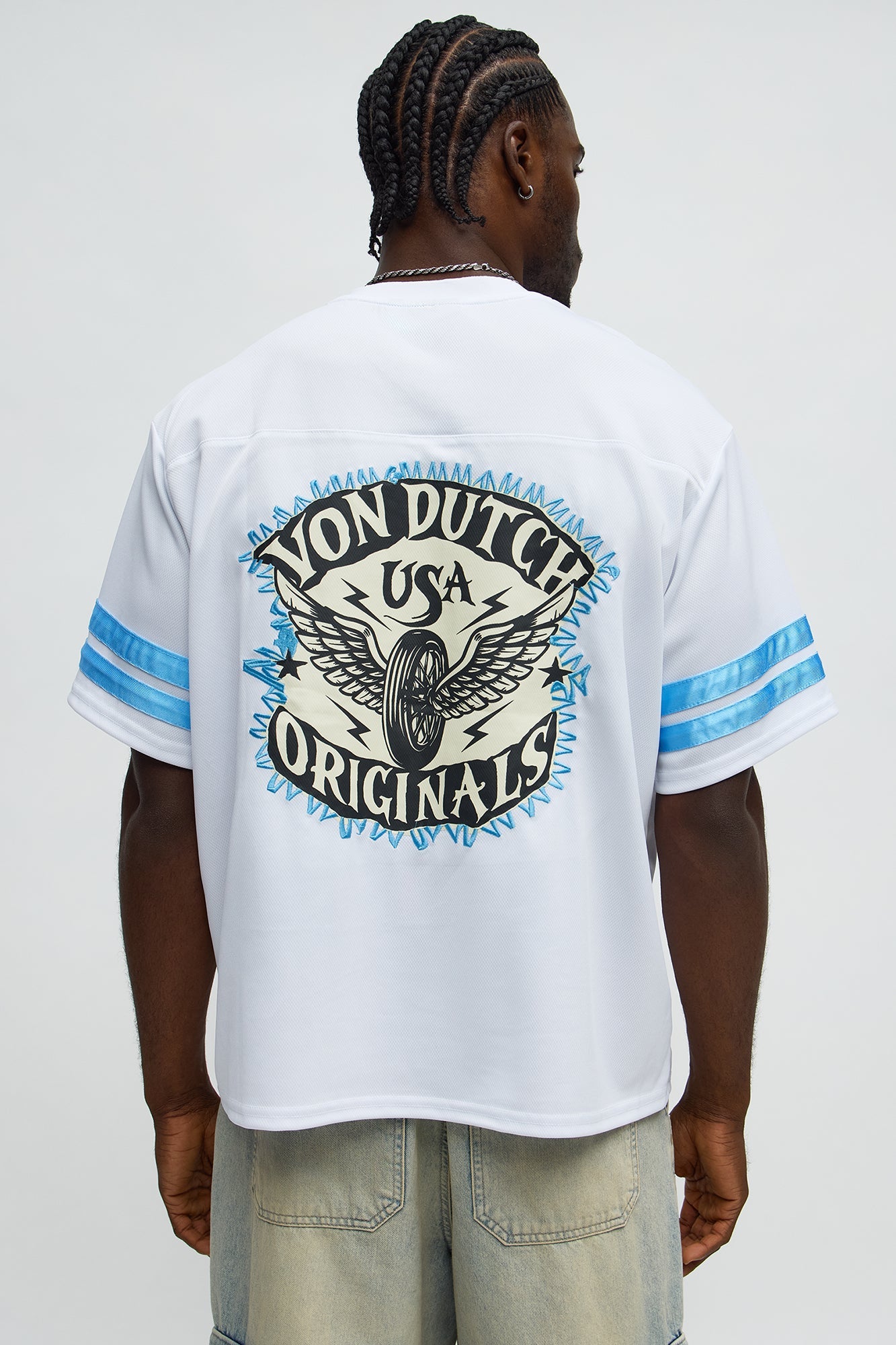 Von Dutch Originals V Neck Tee - White/combo
