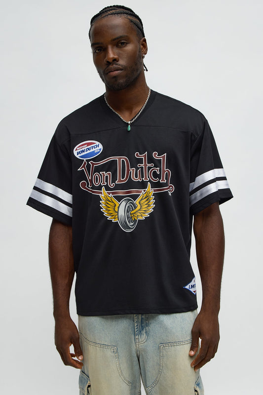 Von Dutch Flying High V Neck Tee - Black/combo
