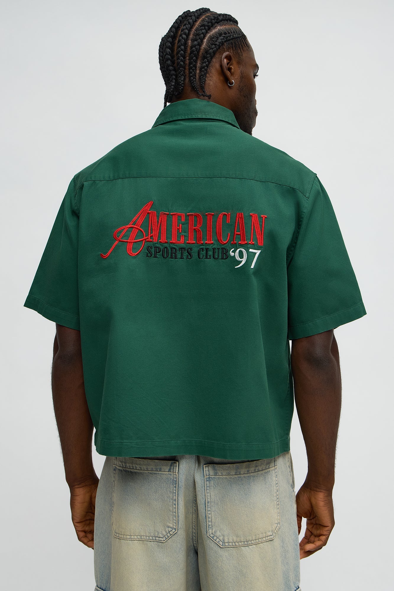 Cropped American Sports Club Mechanic Button Up Shirt - Green