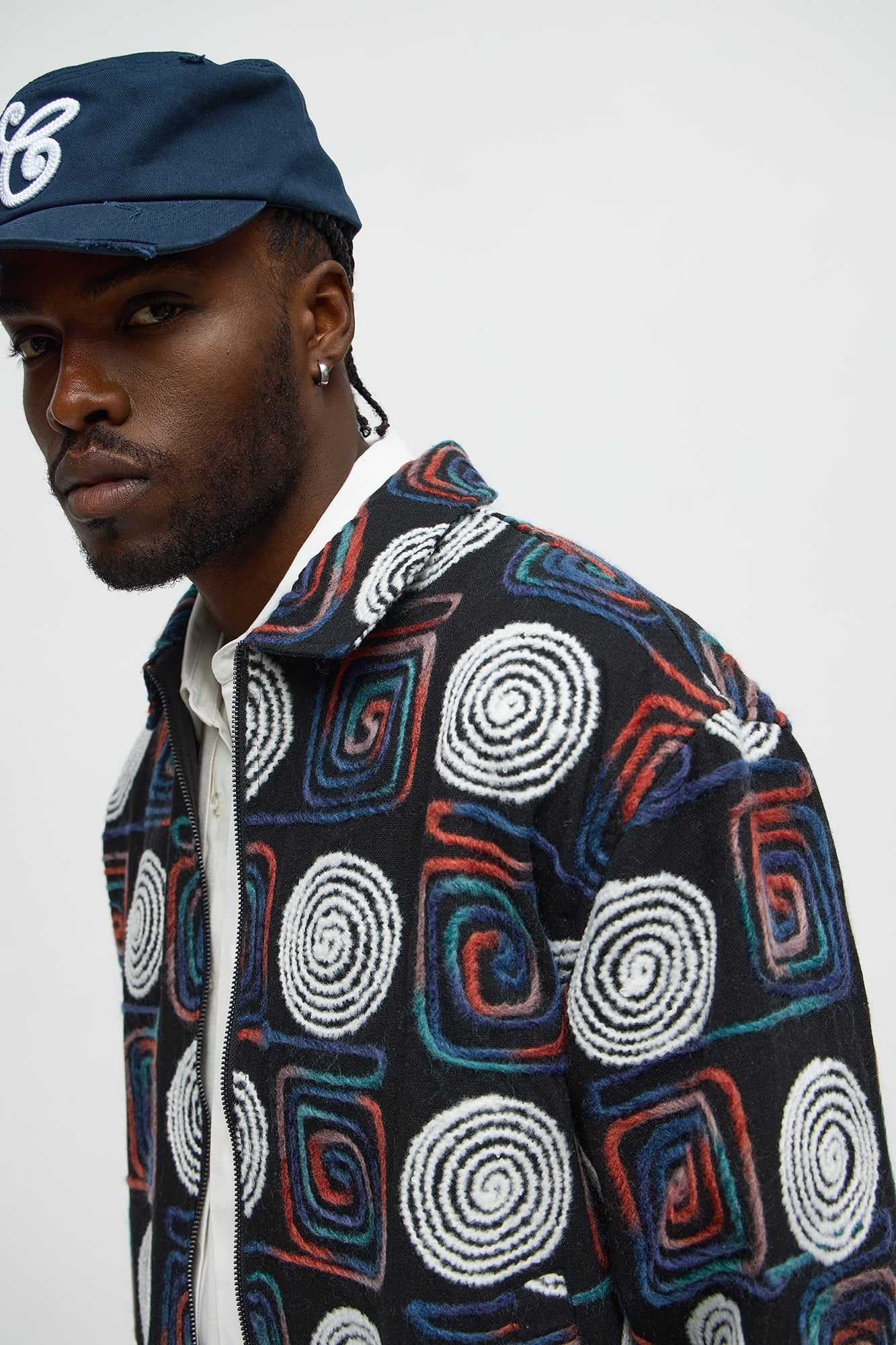 Cropped Textured I'm Spiraling Work Jacket - Black/combo