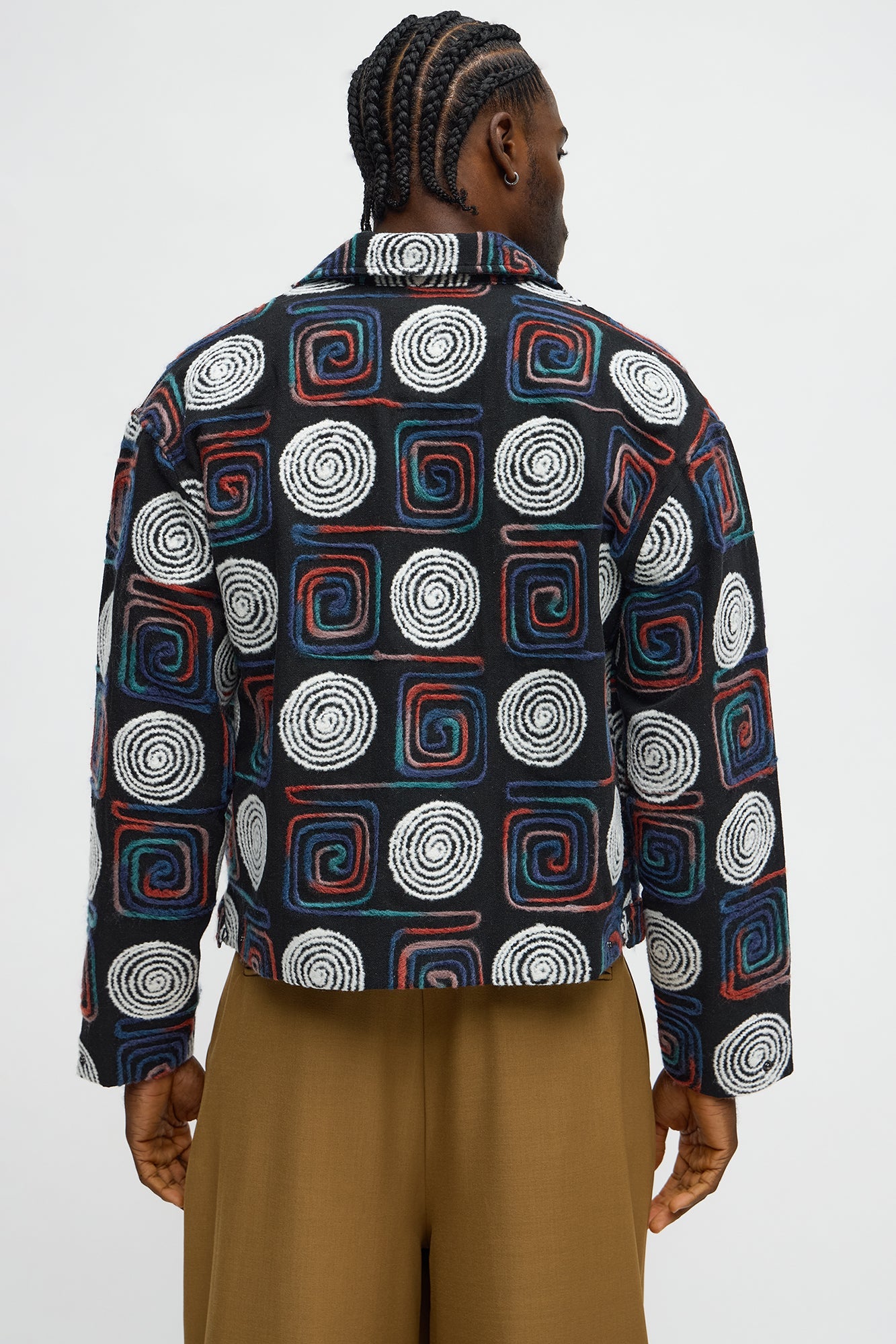 Cropped Textured I'm Spiraling Work Jacket - Black/combo