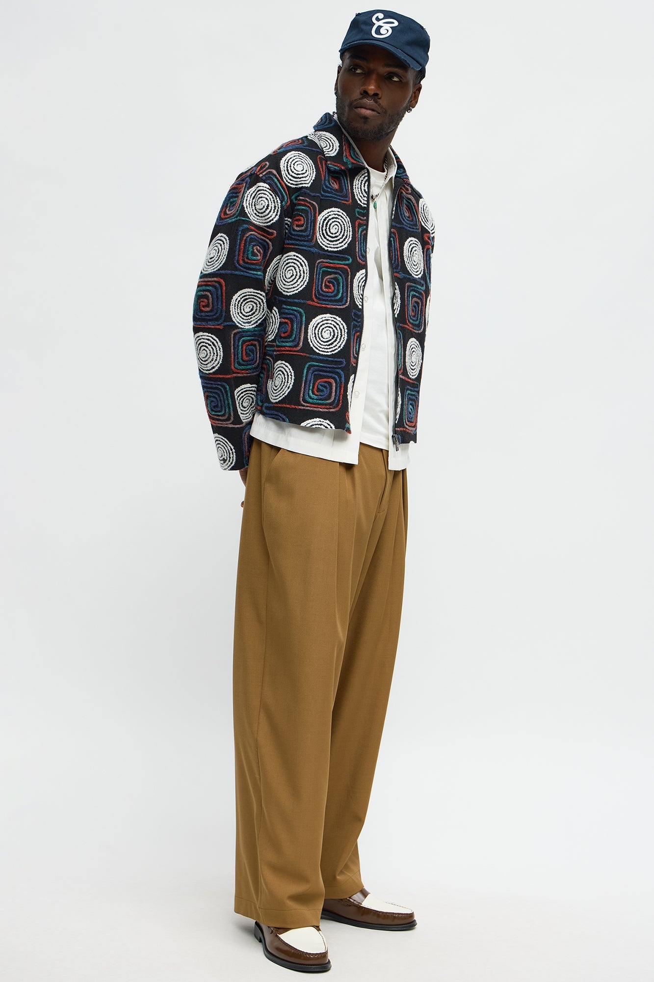 Cropped Textured I'm Spiraling Work Jacket - Black/combo