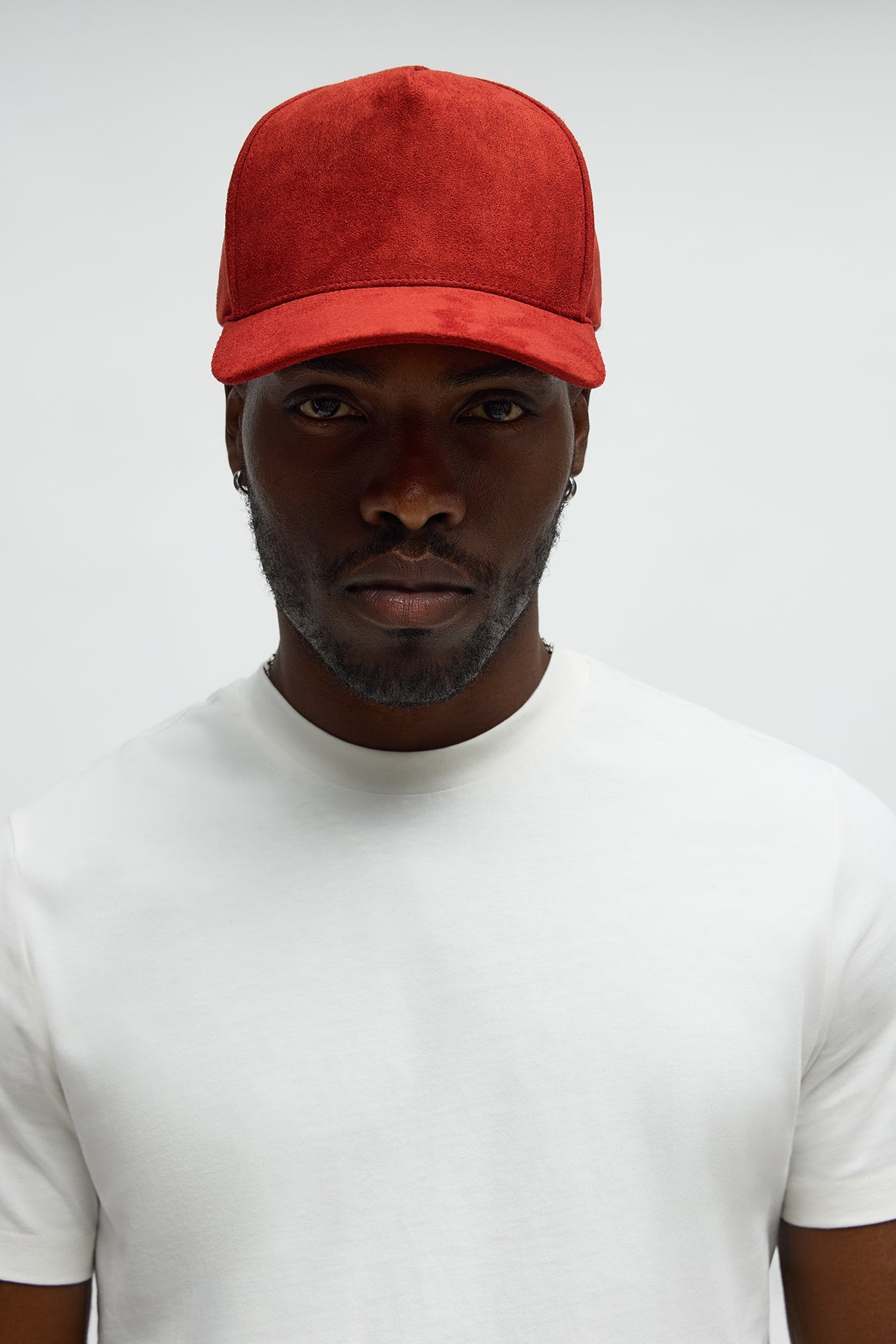 Luxuries Faux Suede Structured Snapback Hat - Red