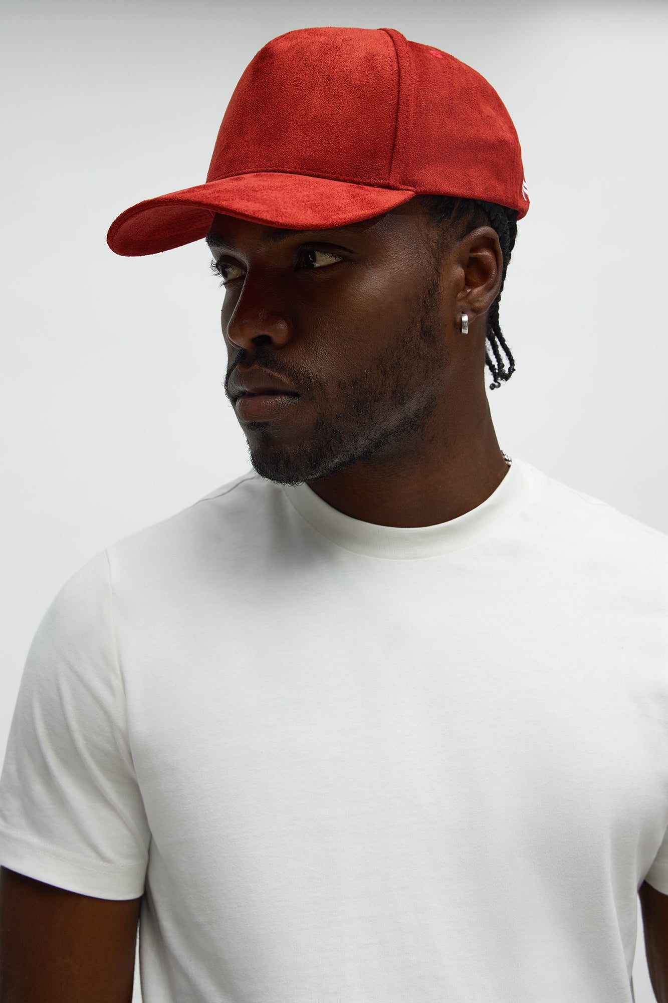 Luxuries Faux Suede Structured Snapback Hat - Red