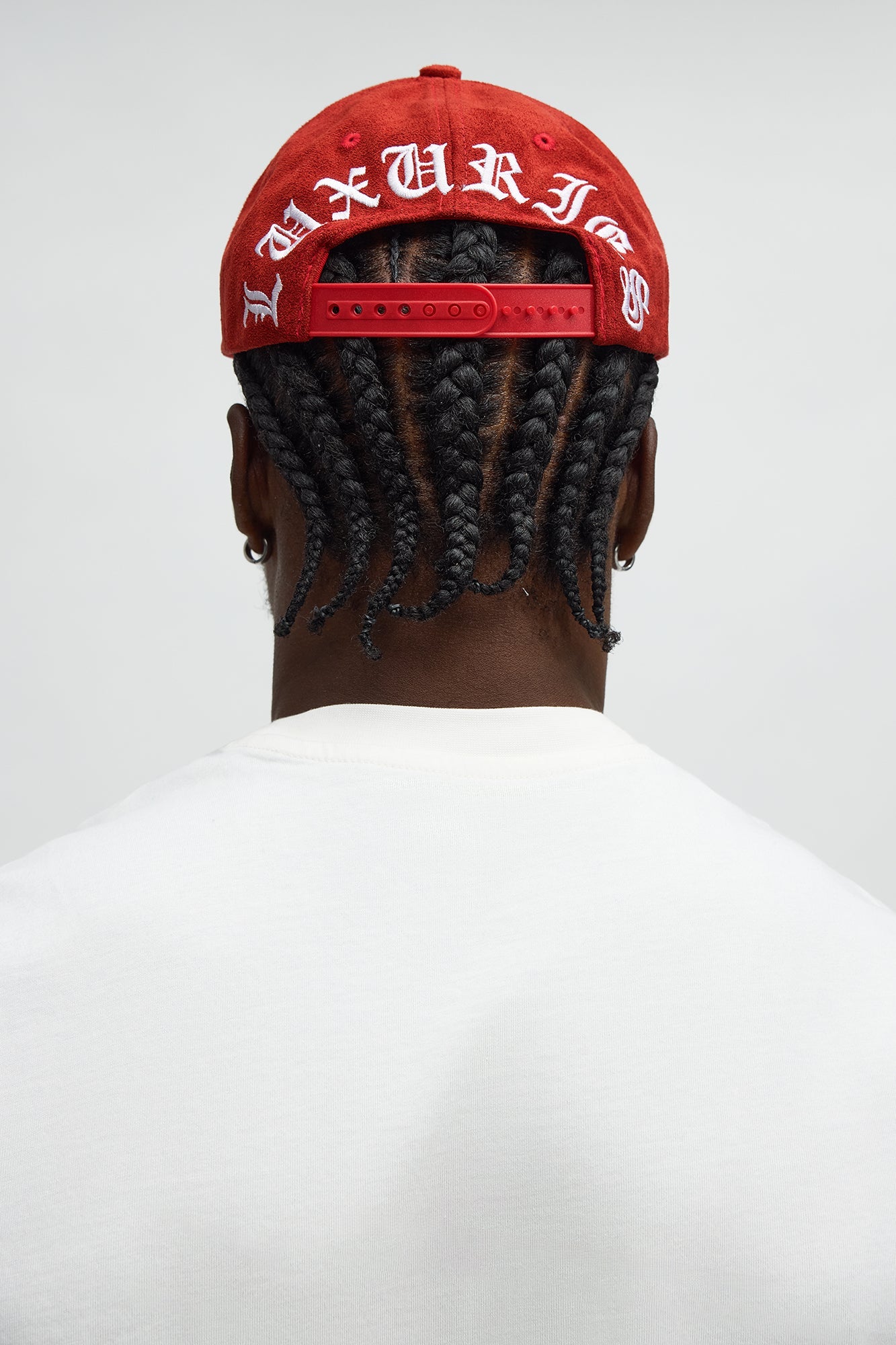 Luxuries Faux Suede Structured Snapback Hat - Red