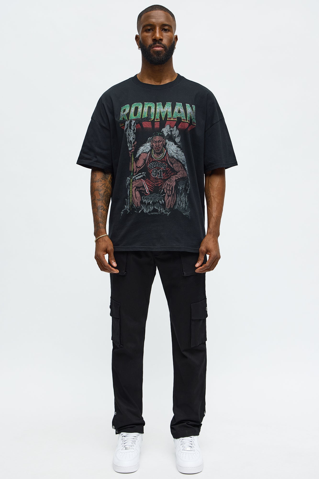 Dennis Rodman At The Throne Short Sleeve Tee - Black Wash