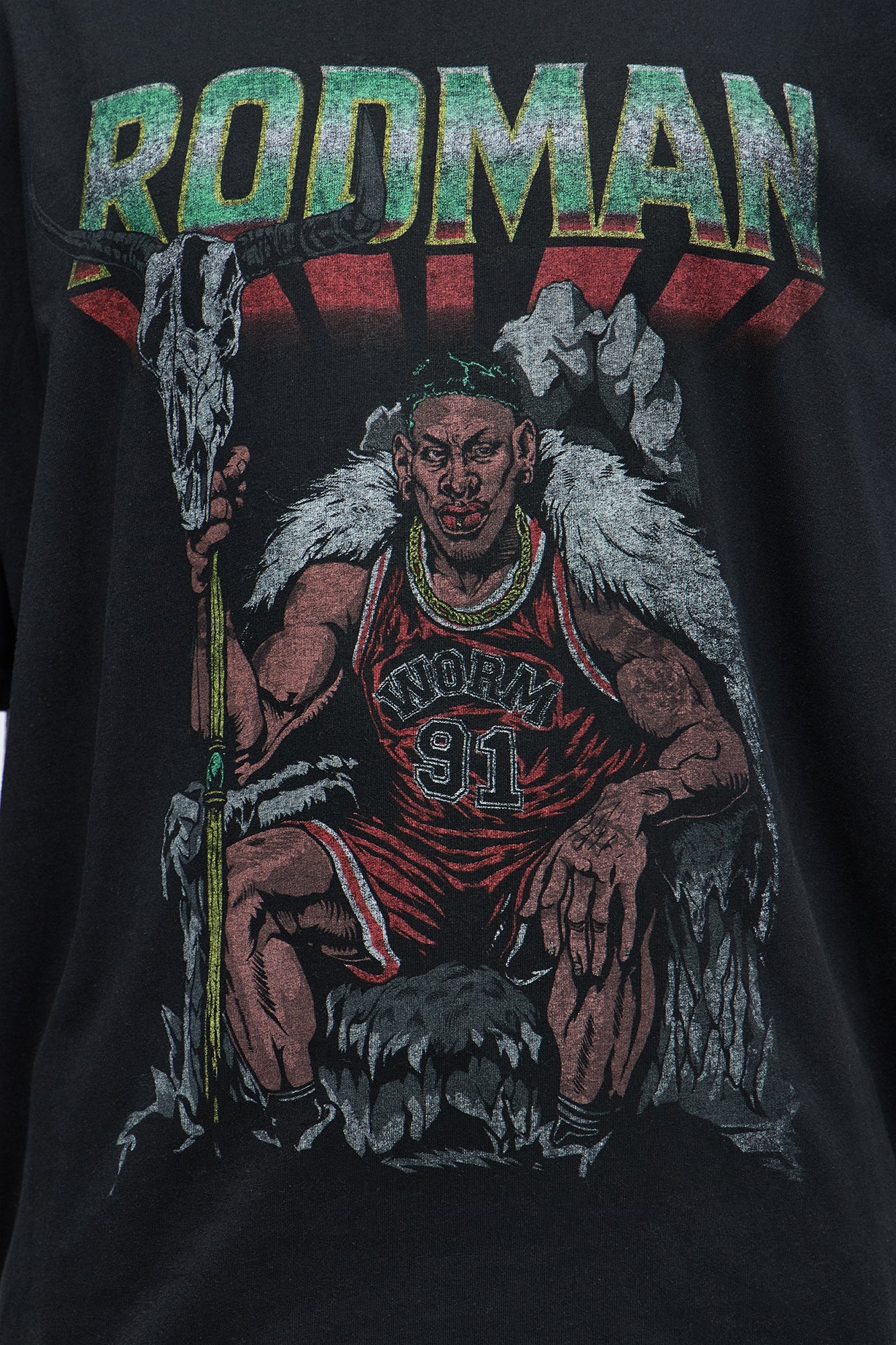 Dennis Rodman At The Throne Short Sleeve Tee - Black Wash
