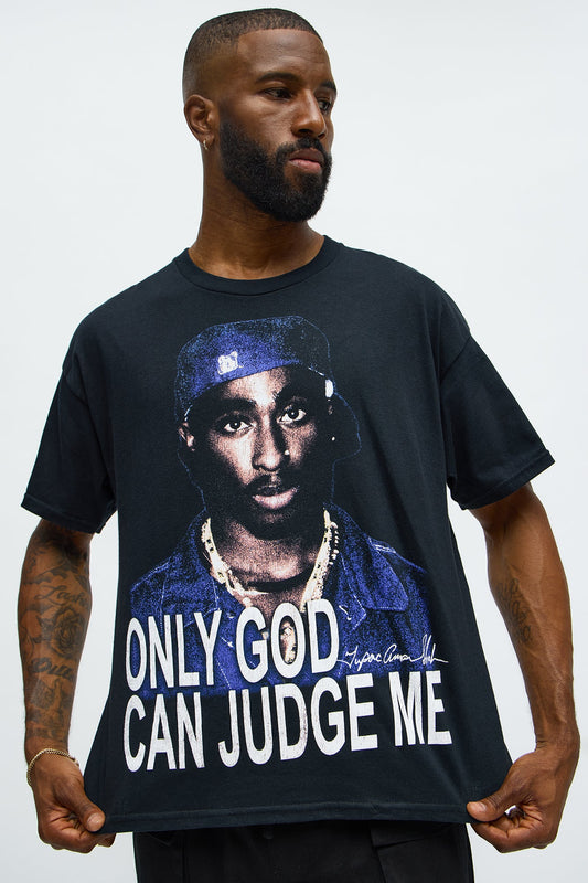 Tupac Only God Can Judge Me Oversized Short Sleeve Tee - Black