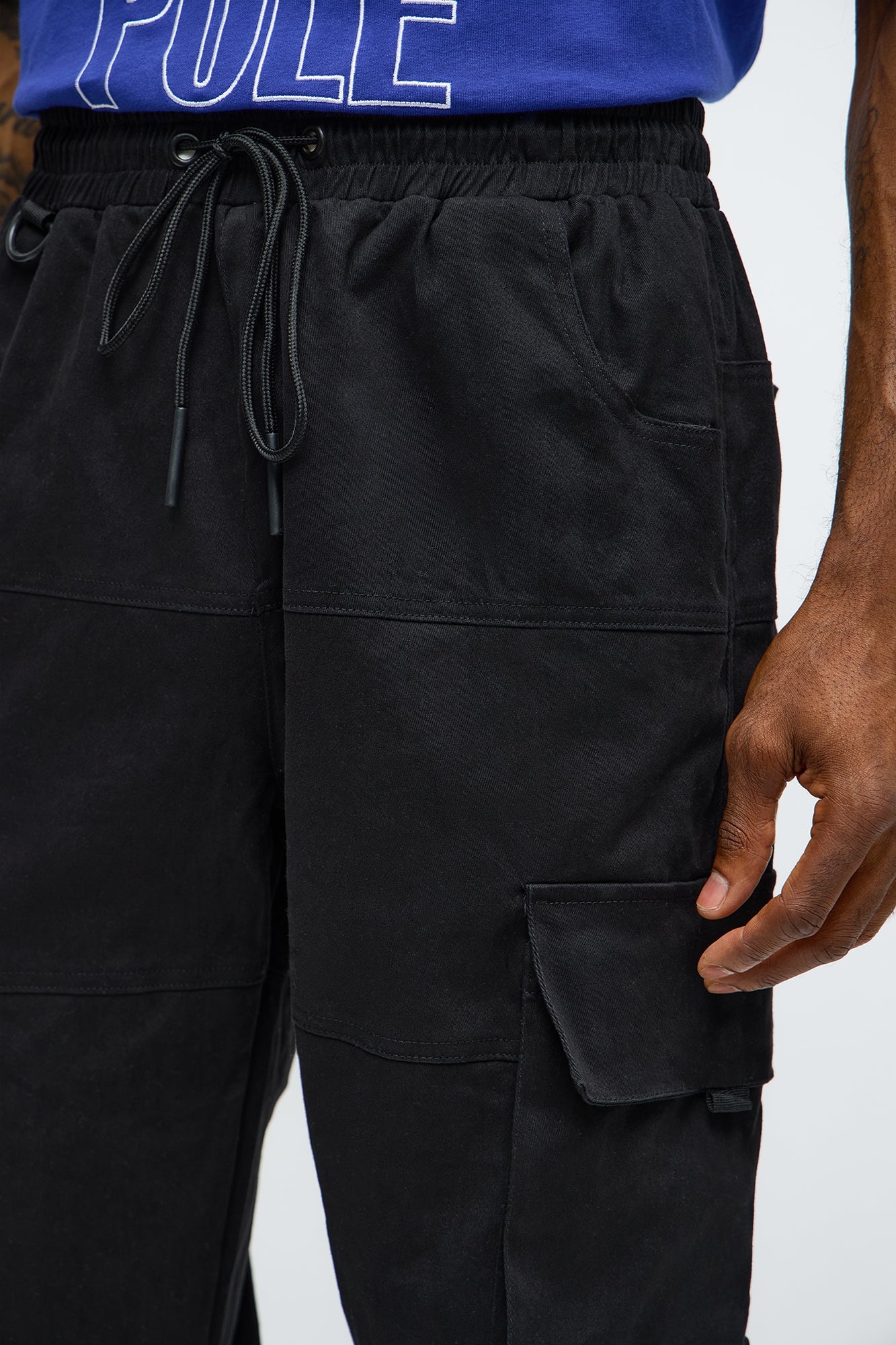 Straight Cargo Ankle Zipper Pants - Black