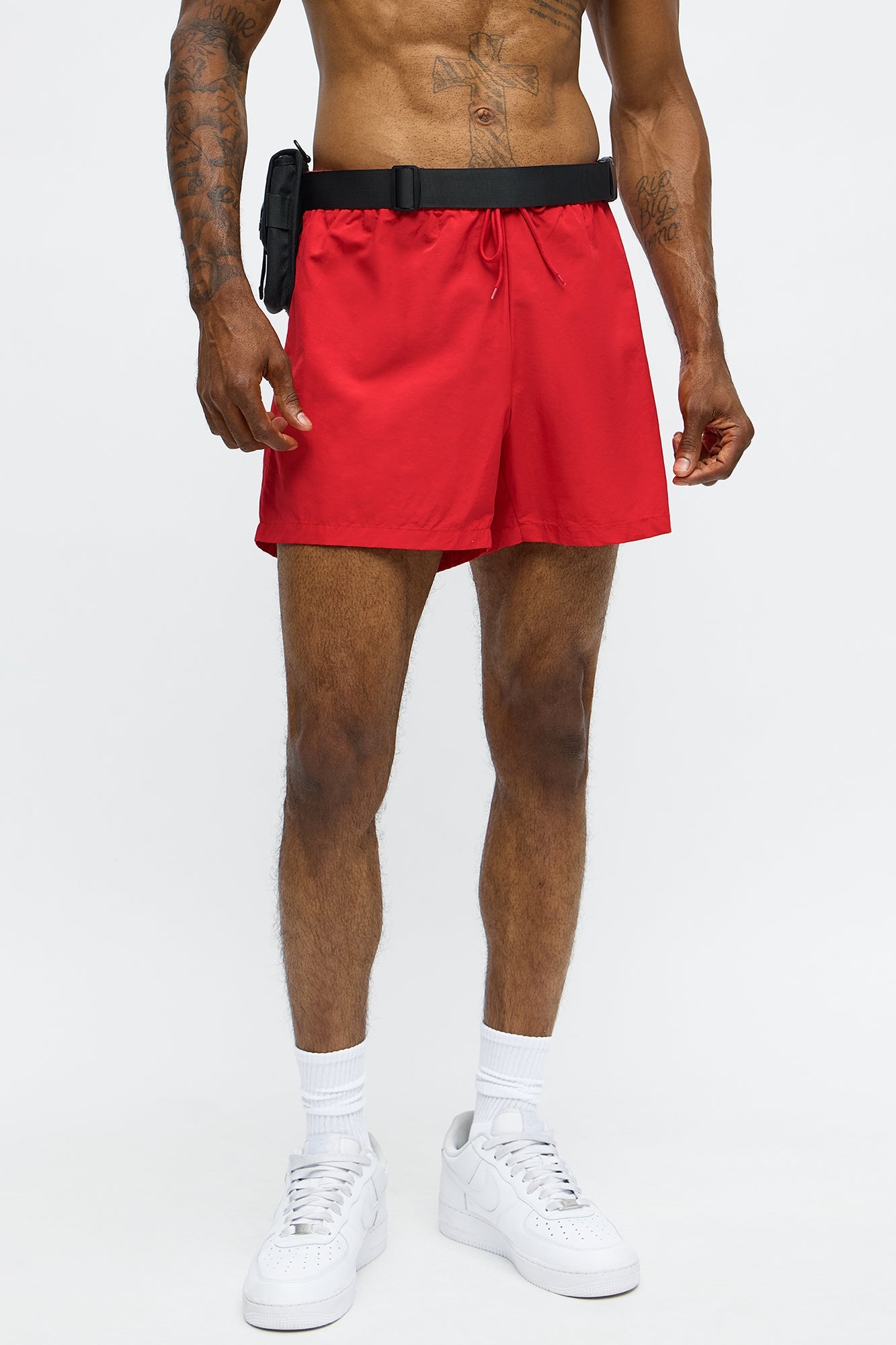 Male Villa Bombshell 3 Piece Swim Trunk And Mic Halloween Costume - Red