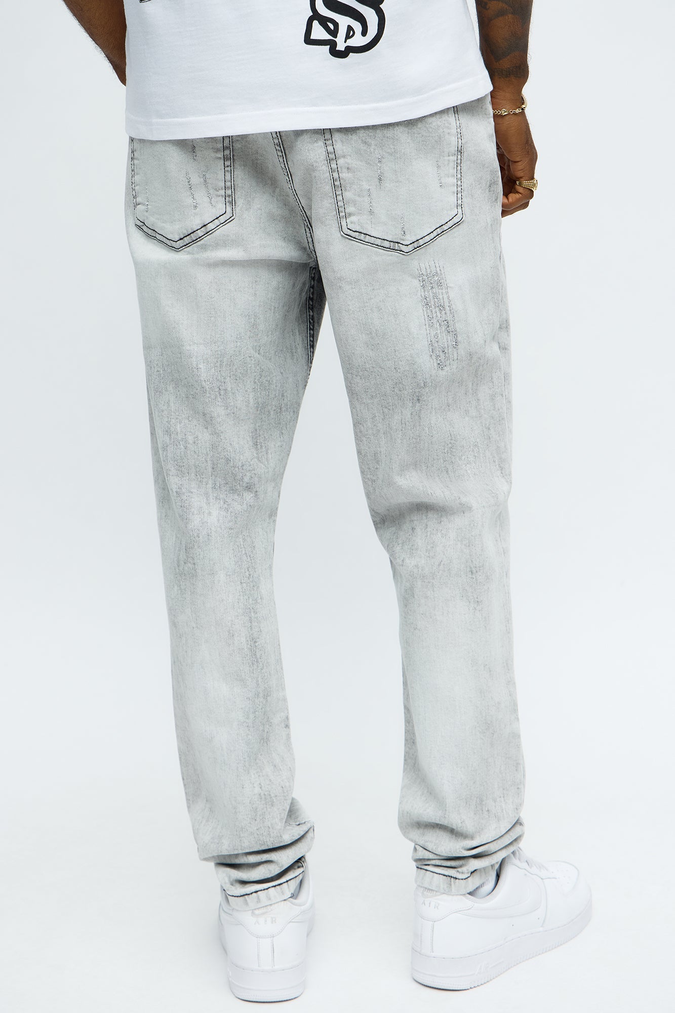 Skinny Looking Out Ripped And Repair Jeans - Grey