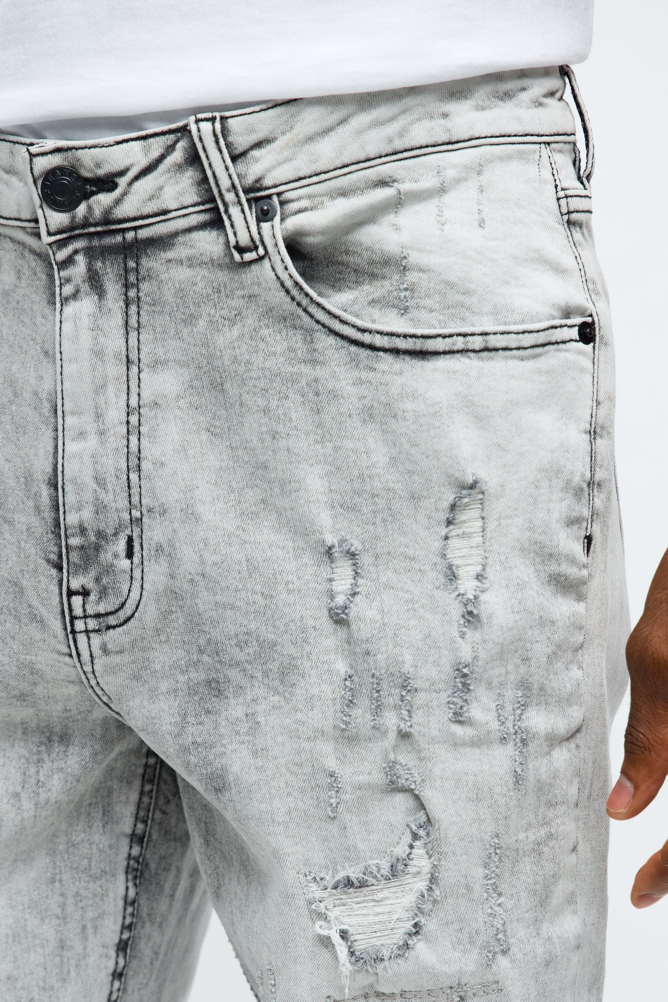 Skinny Looking Out Ripped And Repair Jeans - Grey
