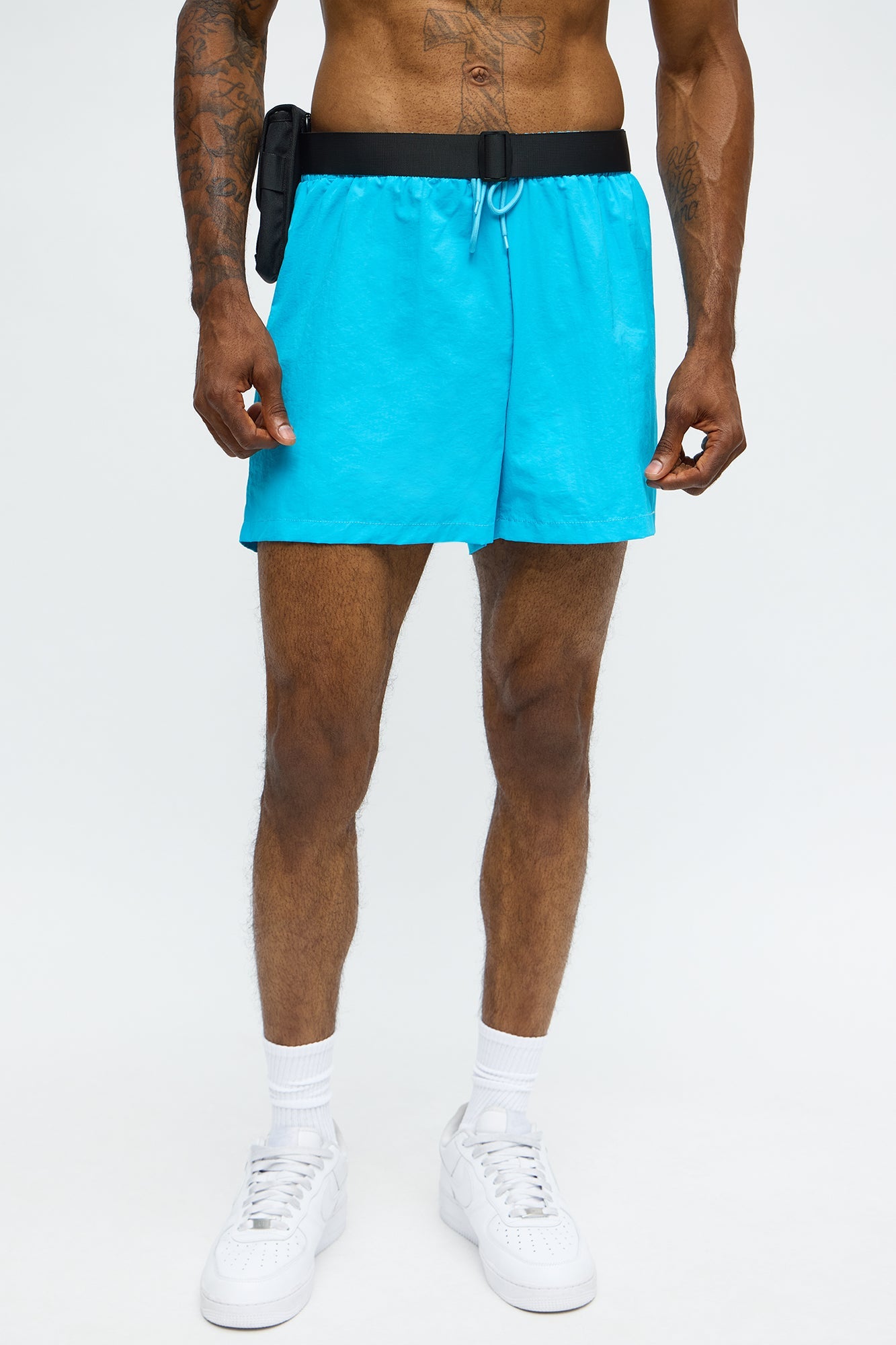 Male Villa Bombshell 3 Piece Swim Trunk And Mic Halloween Costume - Blue