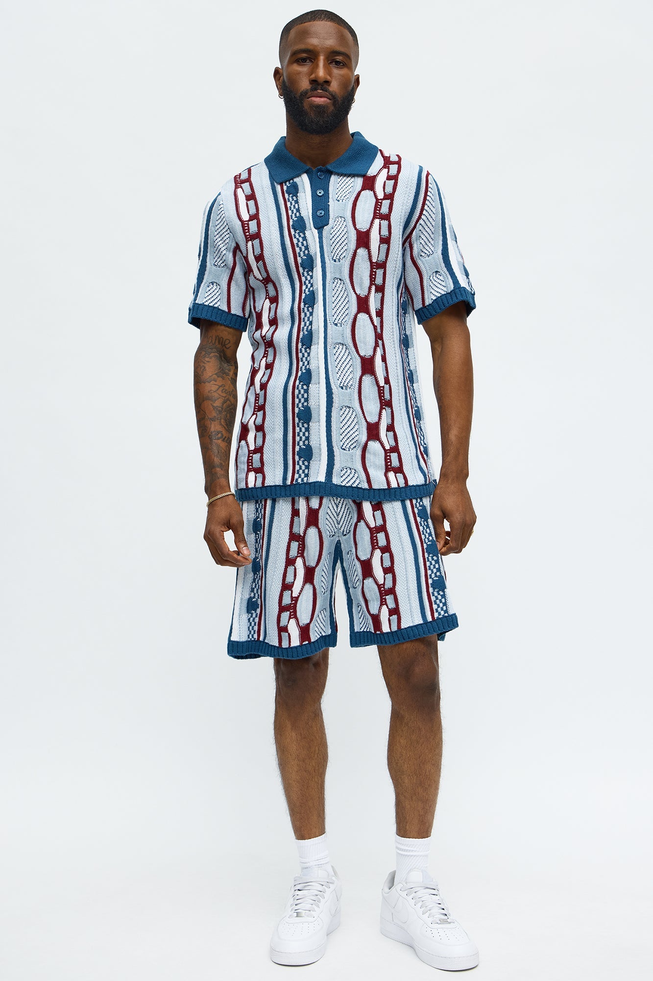 Wakka Multi Color Knit Polo - Teal/combo