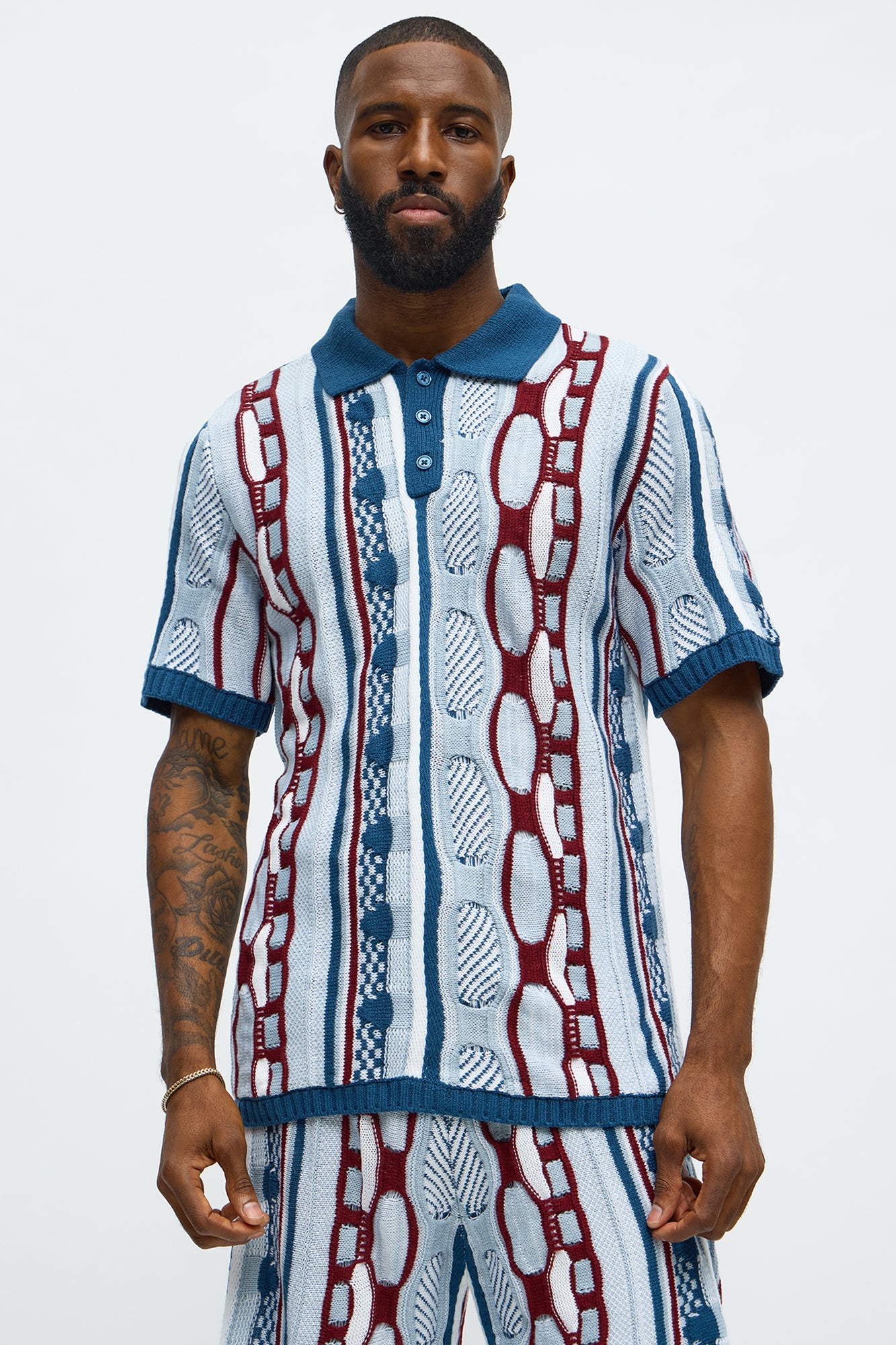 Wakka Multi Color Knit Polo - Teal/combo