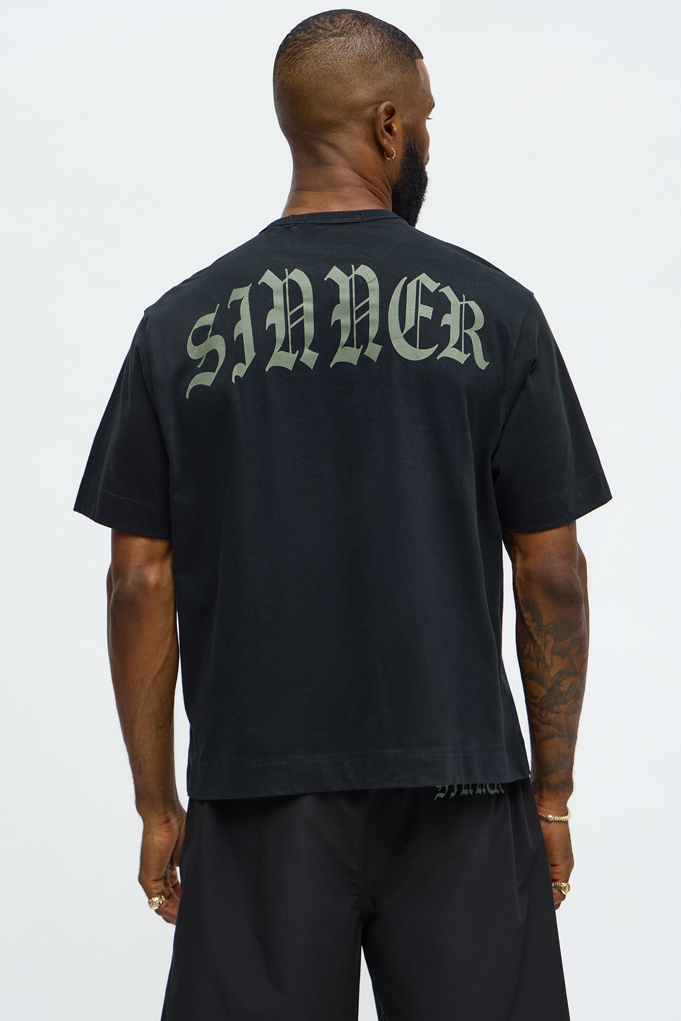 Sinner Front Back Tee - Black