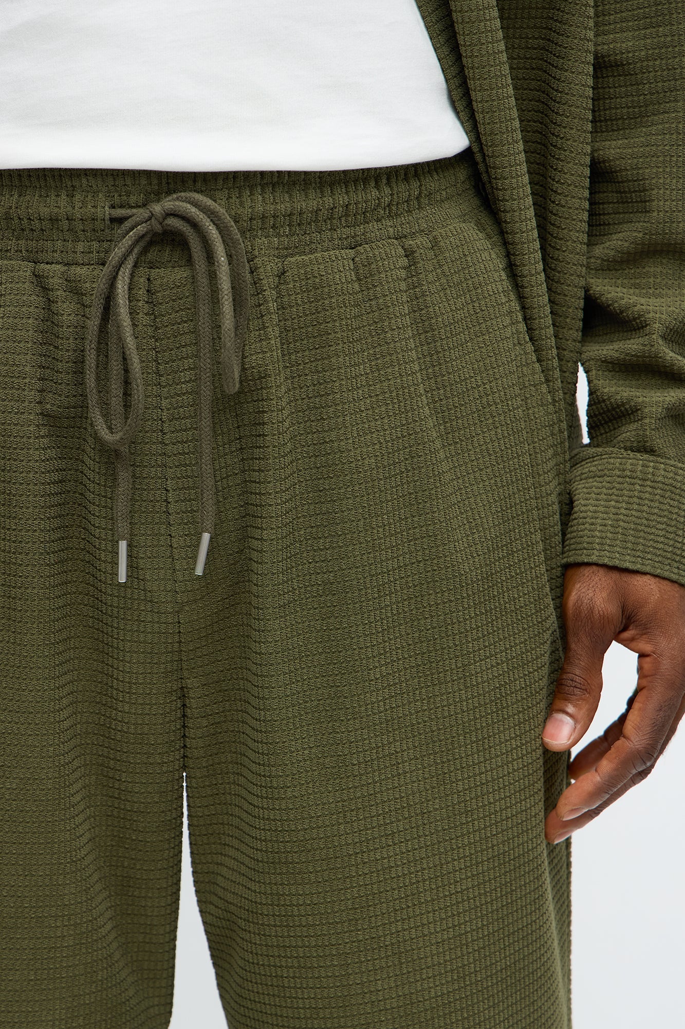 Straight Slow Burn Textured Slit Pant - Olive