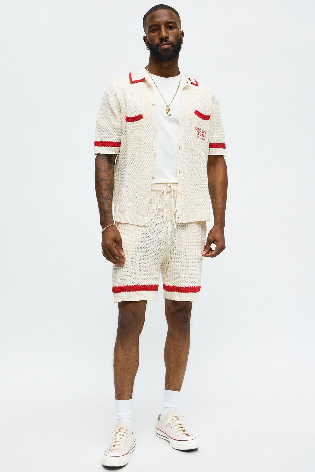 Relaxed Margarita Knit Shorts - Red/White